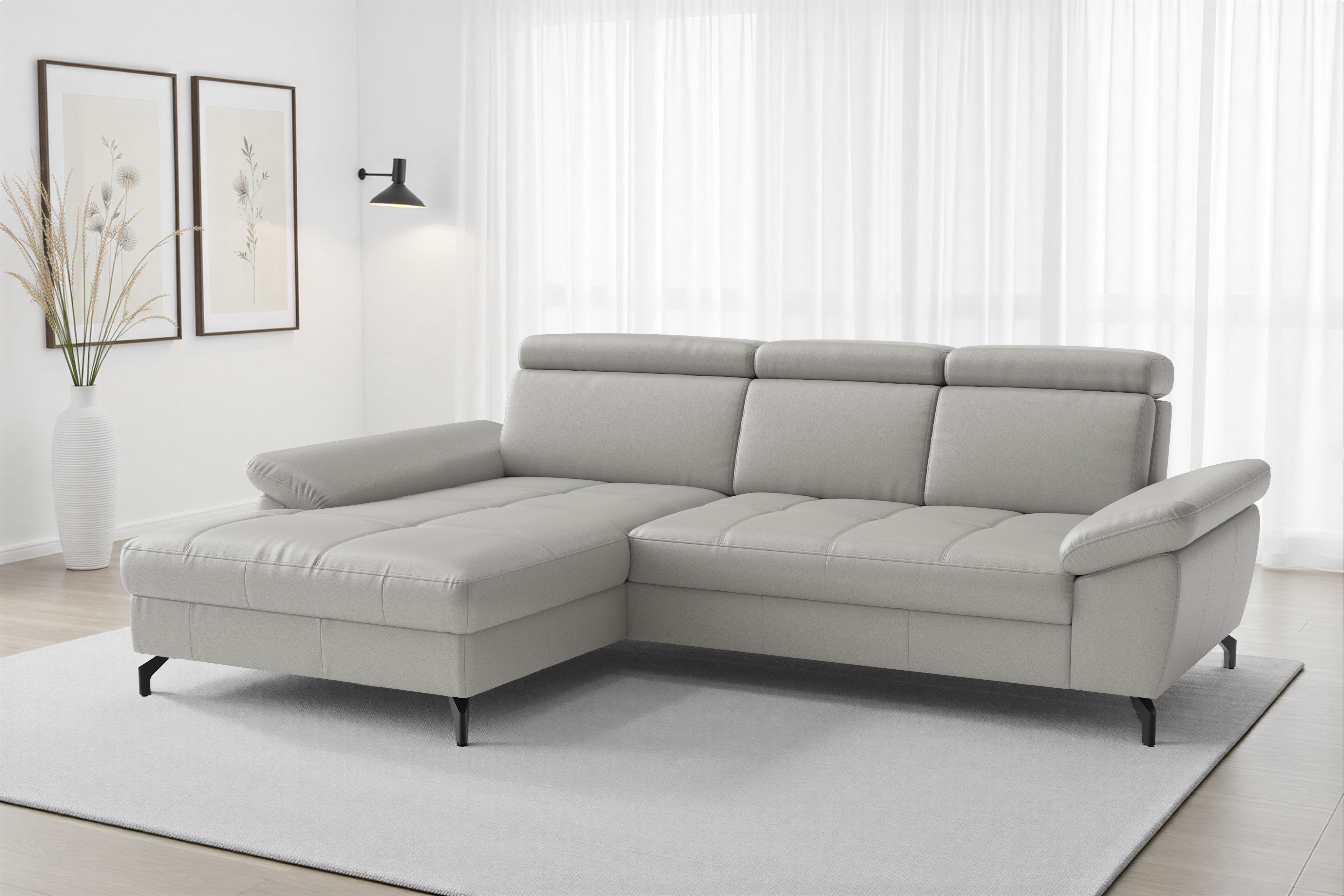 sit&more Ecksofa "Vanity L-Form, B: 264 cm, Leder" Inkl.Sitz-,Kopf-und Armteilverstellung