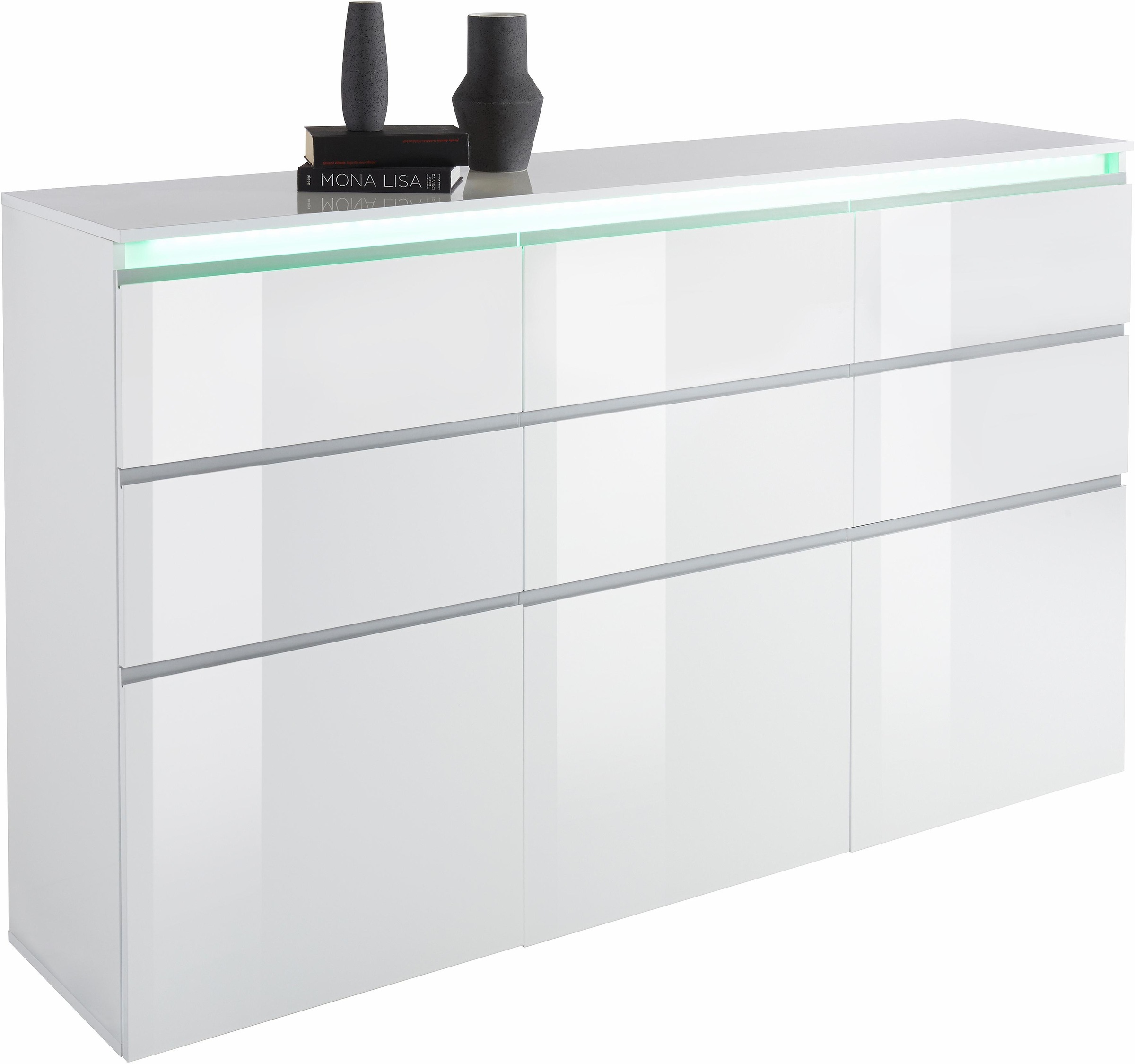 INOSIGN Highboard »Magic, Highboard, Hochschrank, Hochkommode«, mit 3 Türen und 6 Schubkästen, Hochglanz lackiert, Breite 180cm