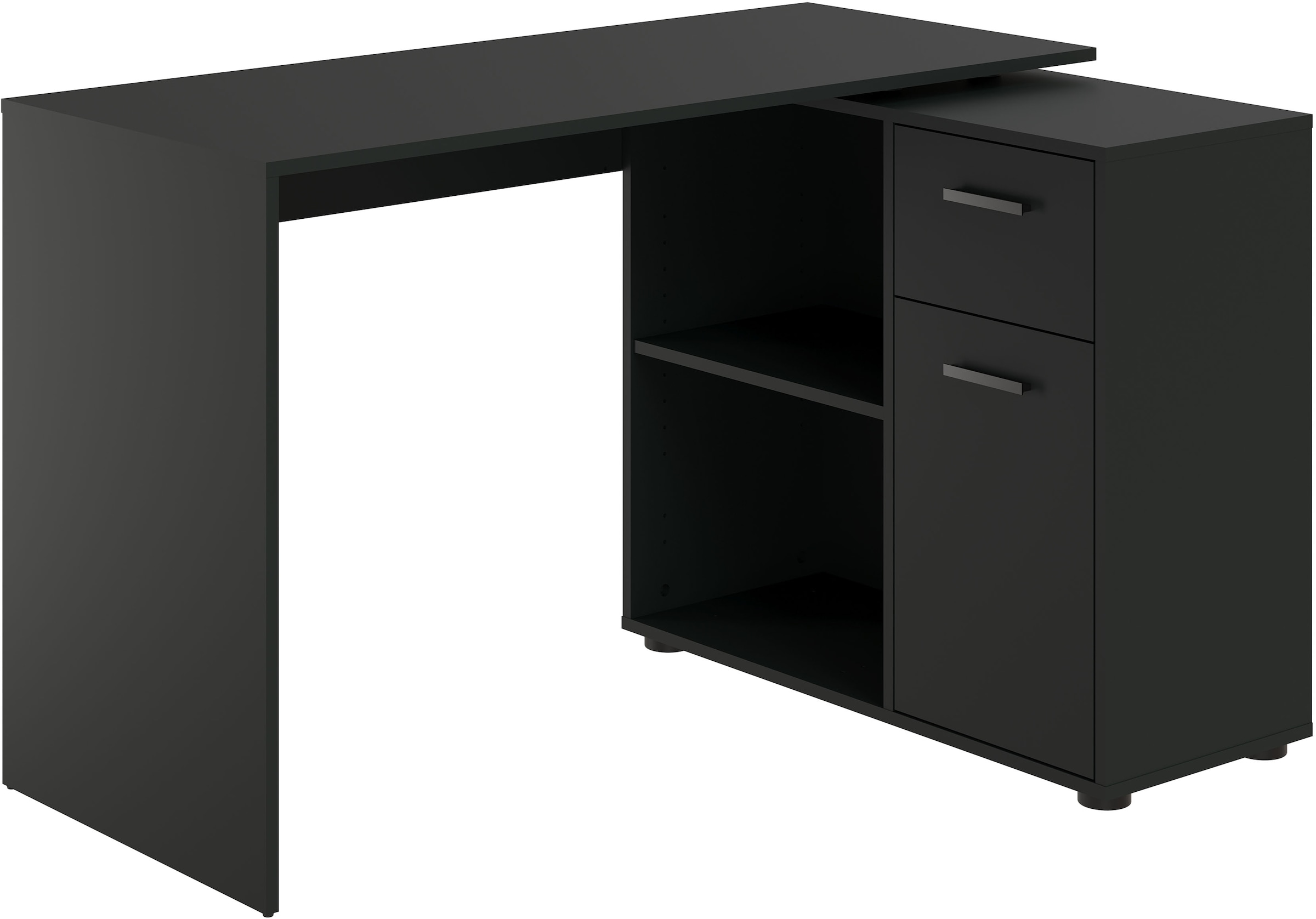 FMD Eckschreibtisch »AUGSBURG«, Schreibtisch/ Sideboard m. Stauraum, beids. montierb., 117 oder 148 cm