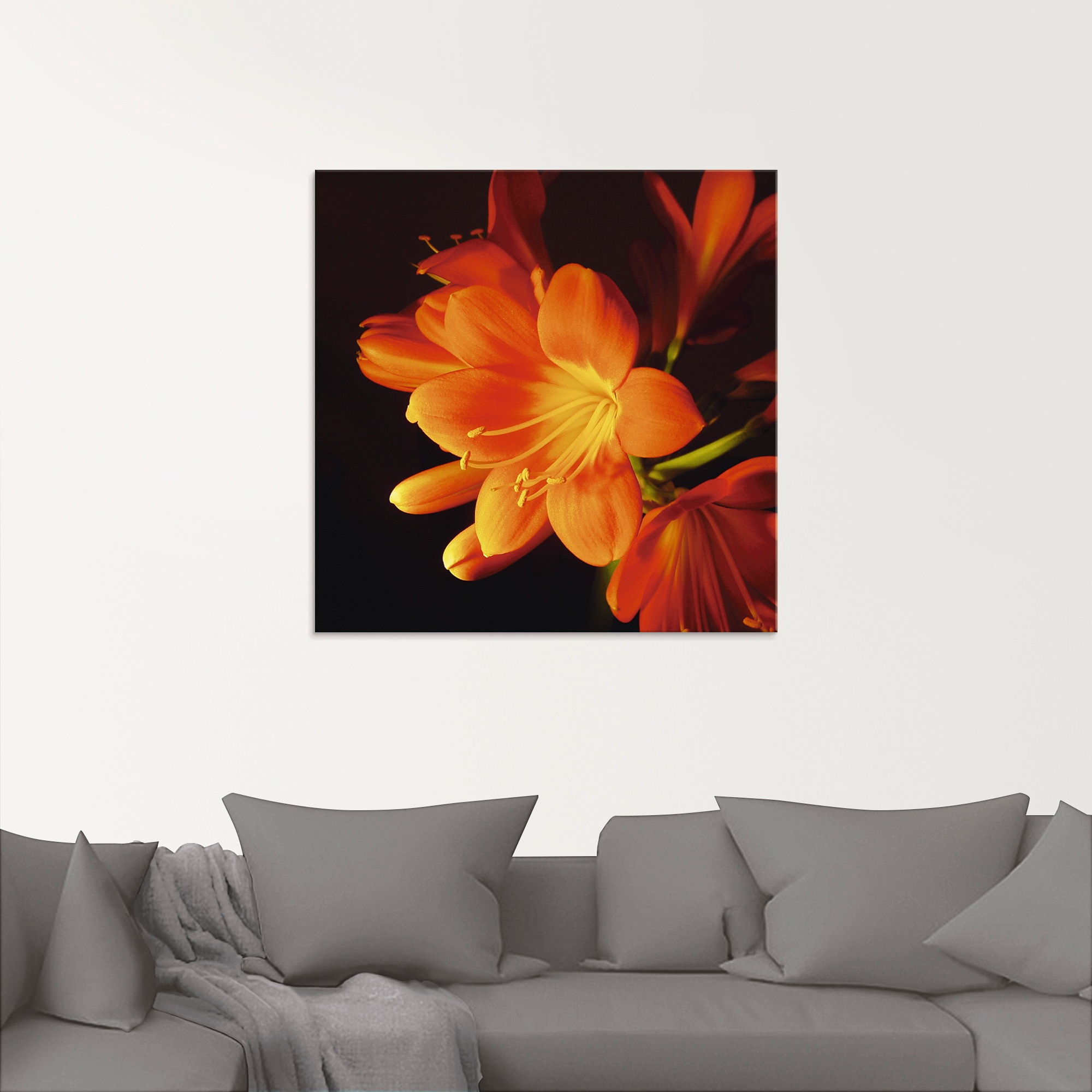Artland Glasbild »Clivie in leuchtendem Orange«, Blumen, (1 St.), in verschiedenen Grössen