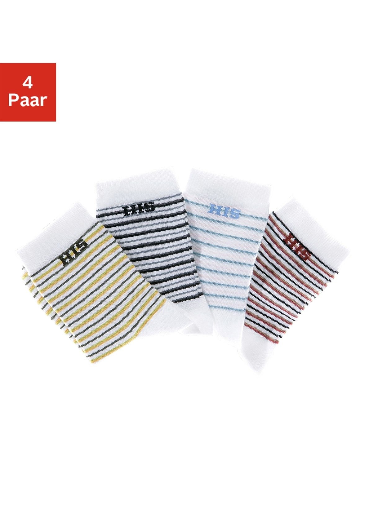 H.I.S Basicsocken, (Packung, 4 Paar), mit eingestricktem Markenlogo