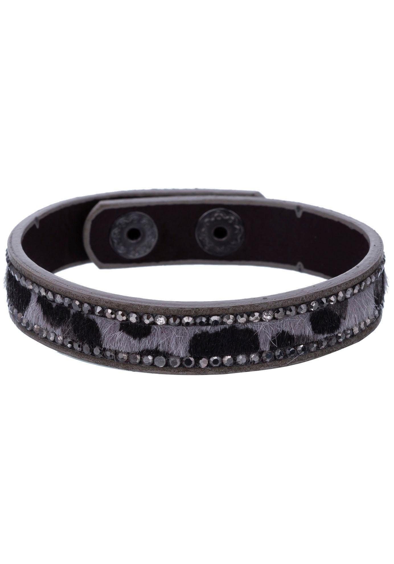 J.Jayz Armband »Leo Look, grau-schwarz«, mit Strasssteinen