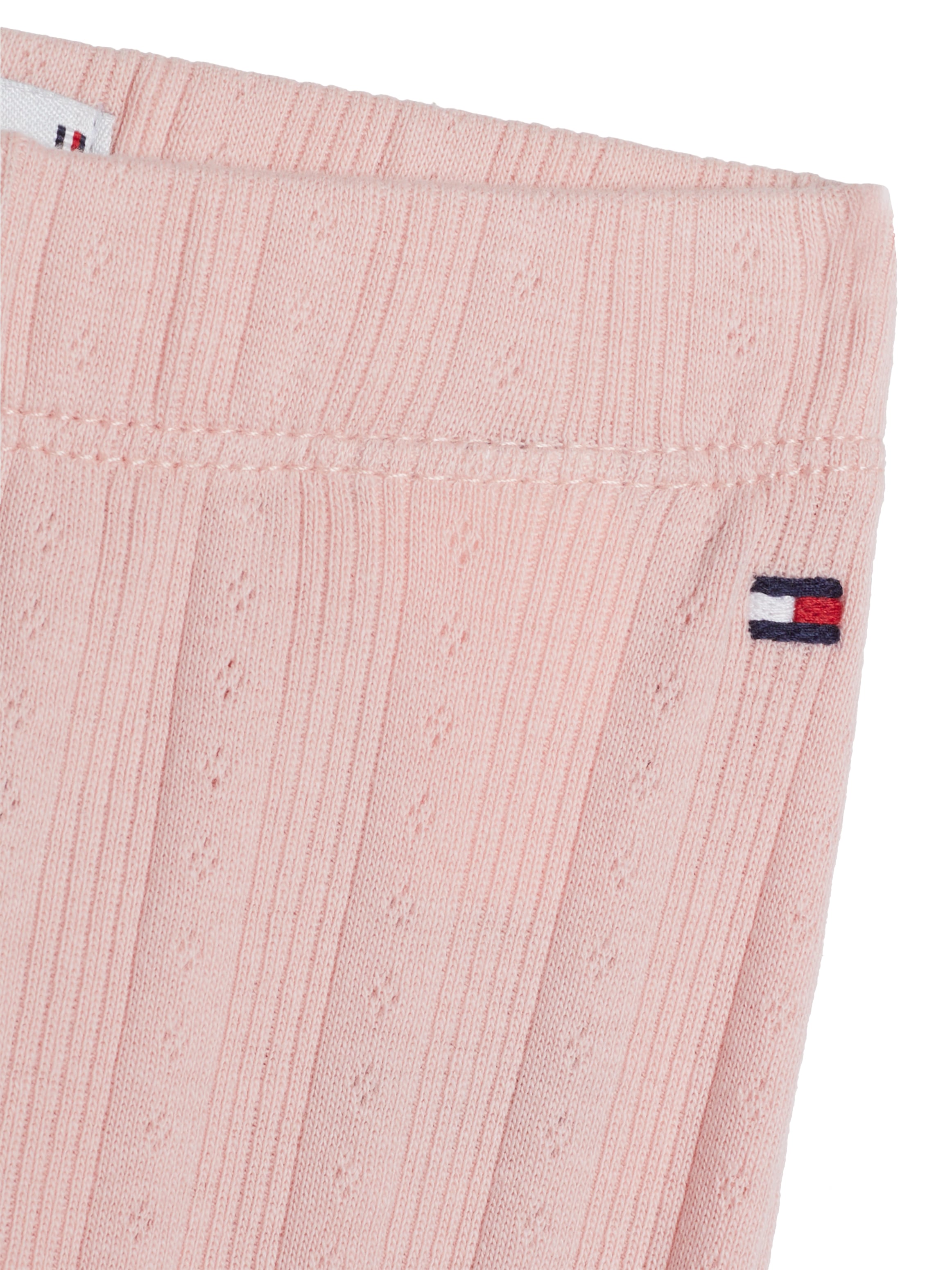 Tommy Hilfiger Leggings »FLOWER POINTELLE LEGGING«, Baby bis 2 Jahre mit Logostickerei