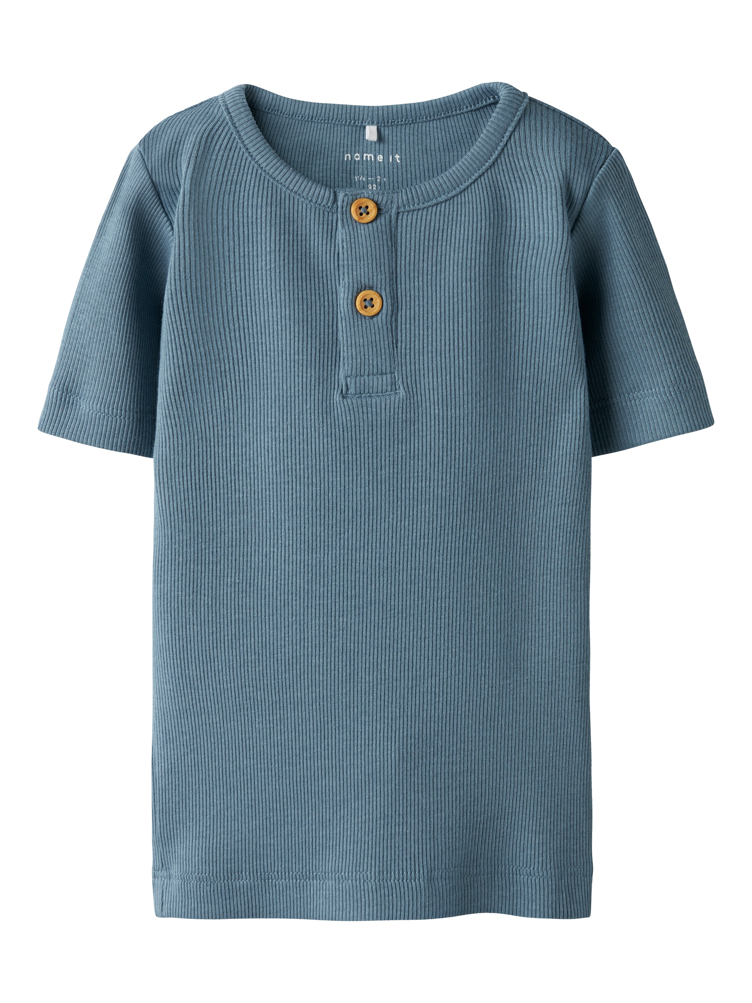 Name It Kurzarmshirt »NMMKAB TOP NOOS«, im elastischem Feinripp und mit kurzer Knopfleiste am Ausschnitt