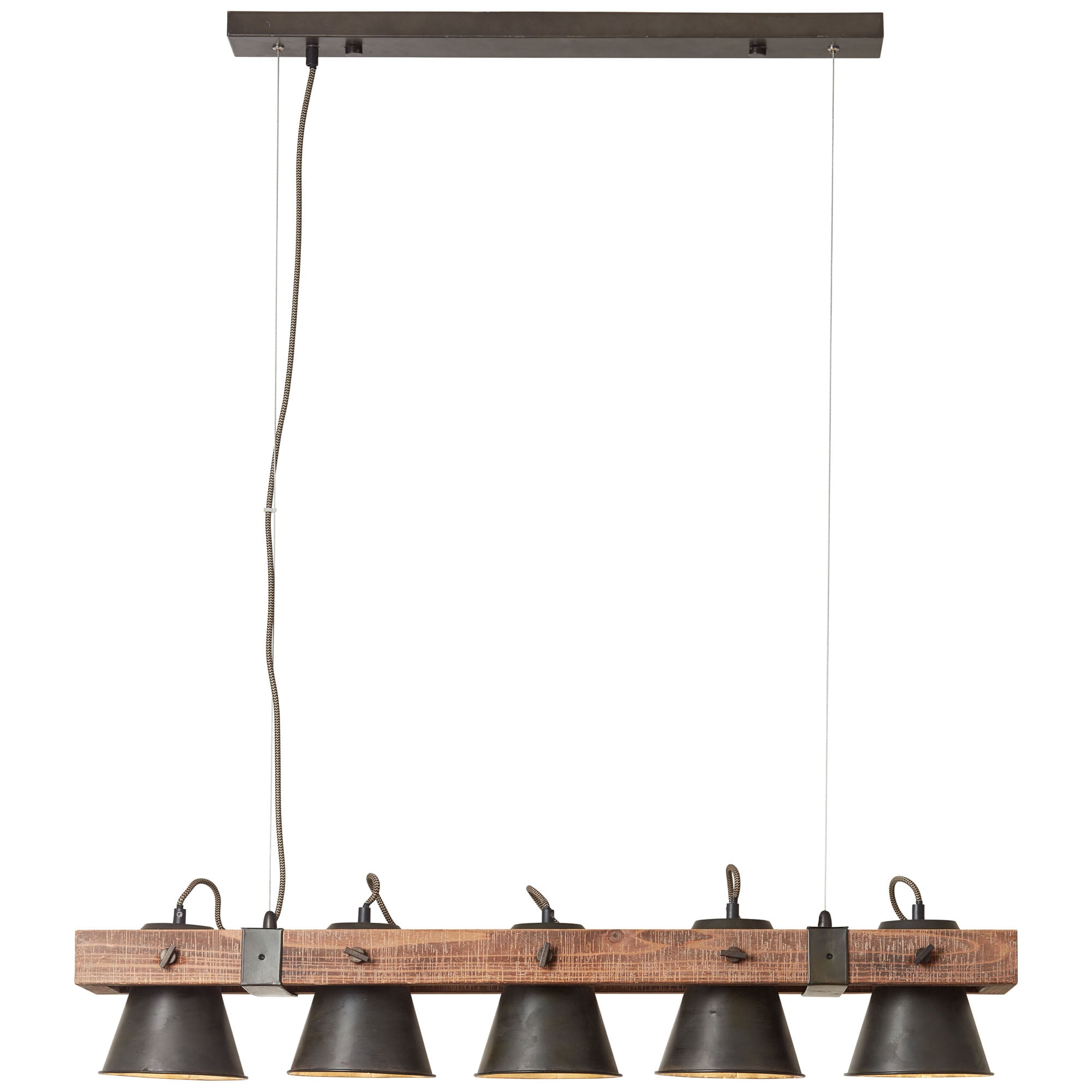 Brilliant Pendelleuchte »Plow«, 5 flammig, Leuchtmittel E27 ohne Leuchtmittel, Hängelampe 5flg, schwenkbar, stahl/holz
