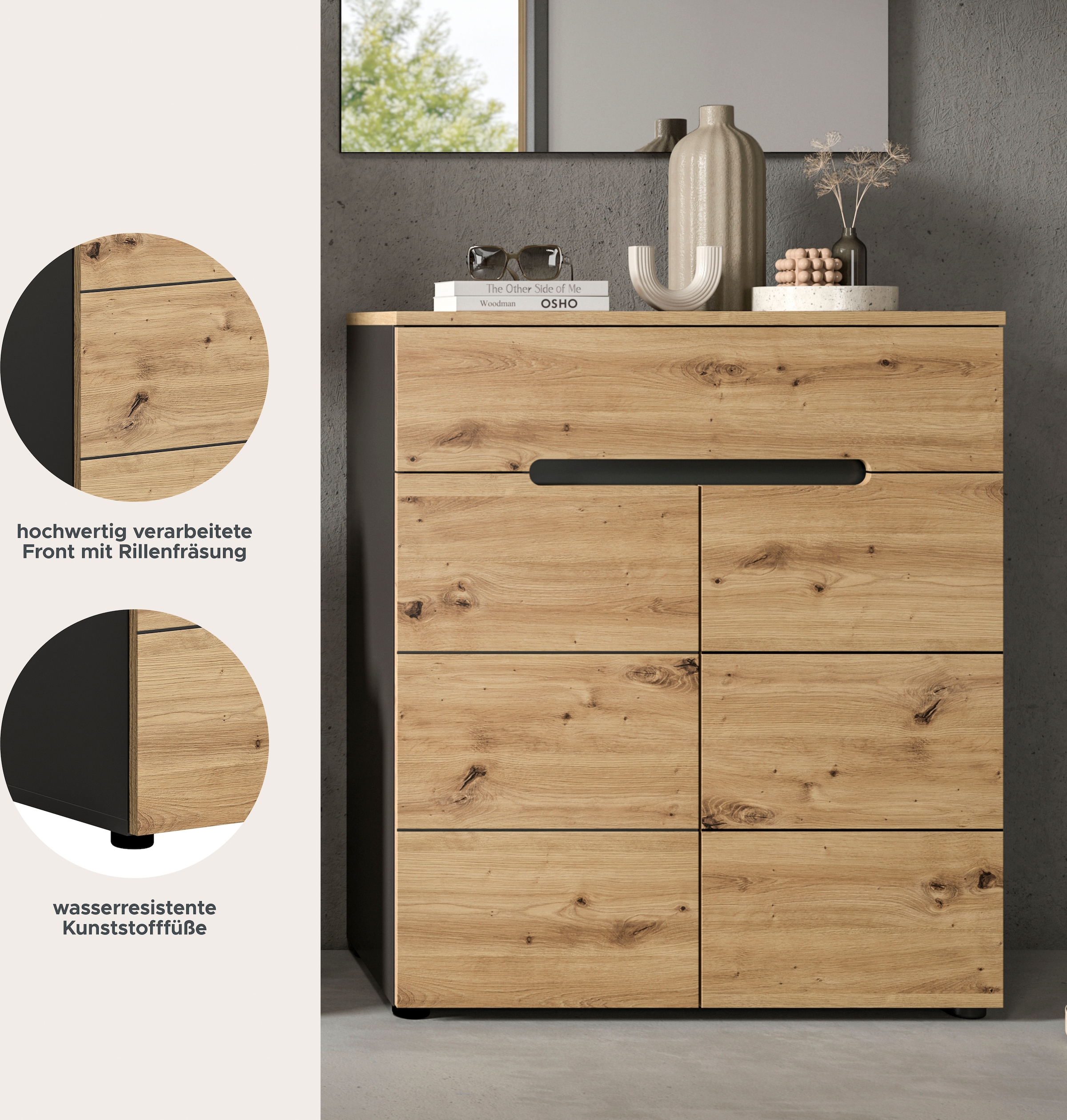 INOSIGN Schuhkommode »REHAT, TOPSELLER!, Breite 80cm, 2 Türen, 1 Schubkasten, 4 Fächer«, Schuhschrank, Kommode, Garderobenschrank, Anrichte