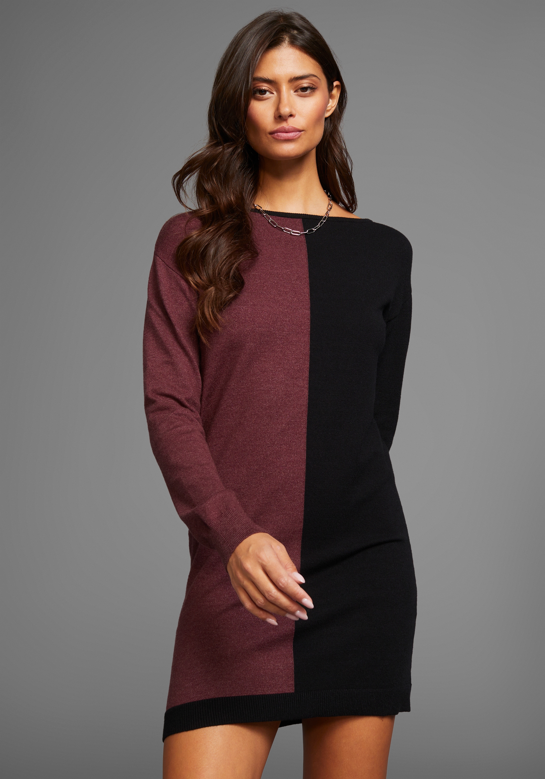 Laura Scott Strickkleid, mit zweifarbigem Design