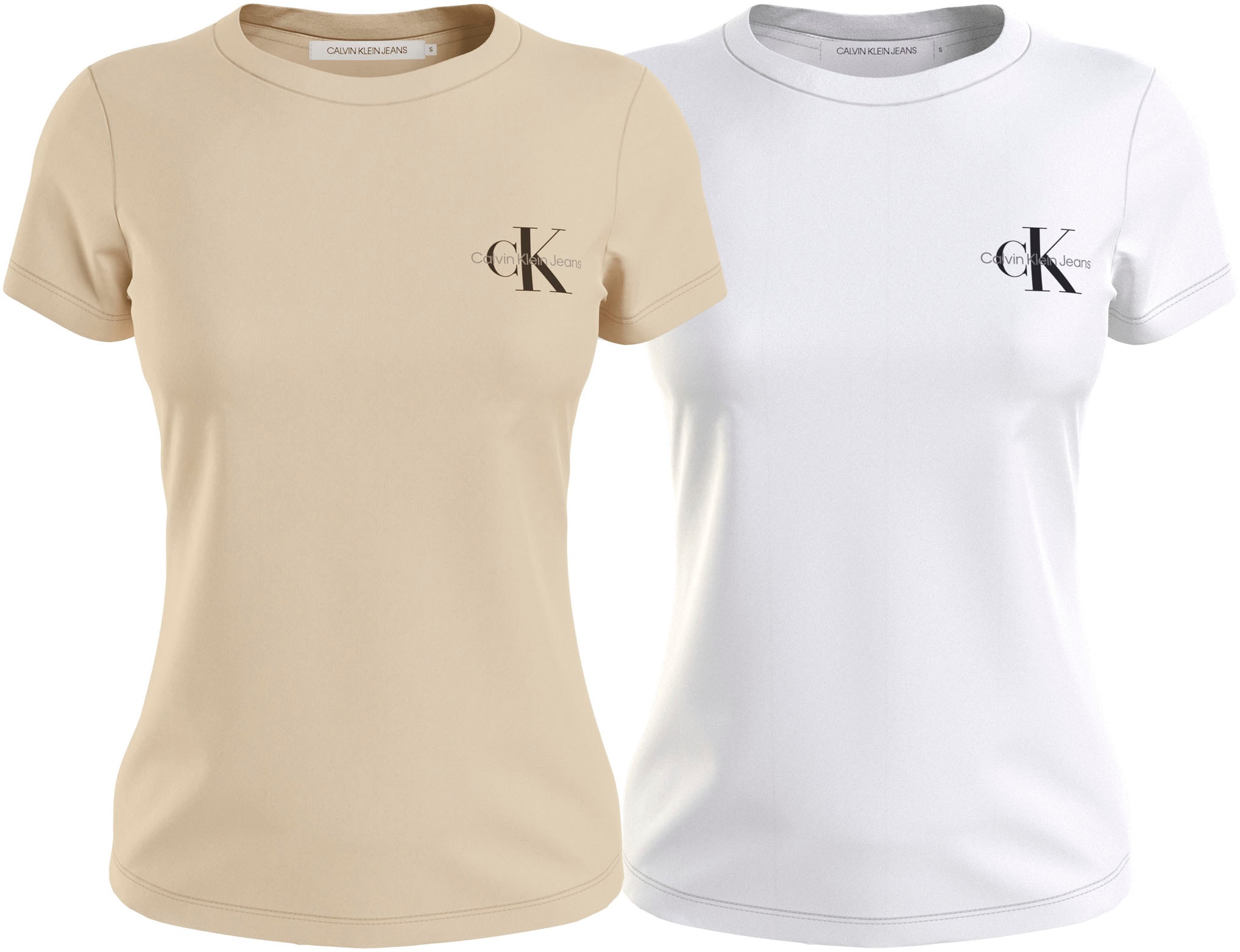 Calvin Klein Jeans Rundhalsshirt »2-PACK MONOLOGO SLIM TEE«, (Packung, 2 tlg.,  2er-Pack), mit Calvin Klein Jeans Logoprint auf der Brust online bestellen  | Jelmoli-Versand