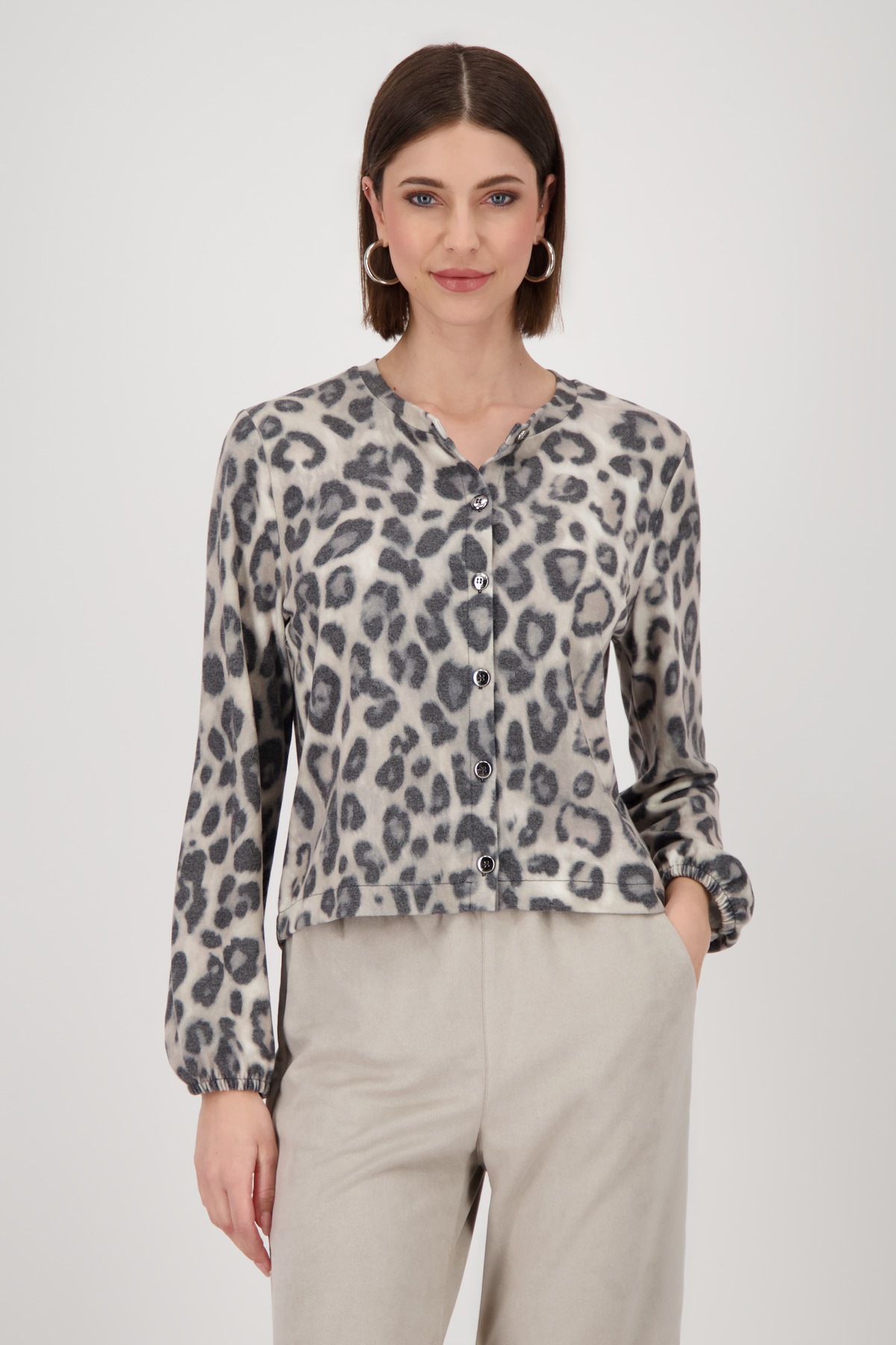 Monari Strickjacke »Jacke Jacke Leo Allover« Mit Rundhalsausschnitt