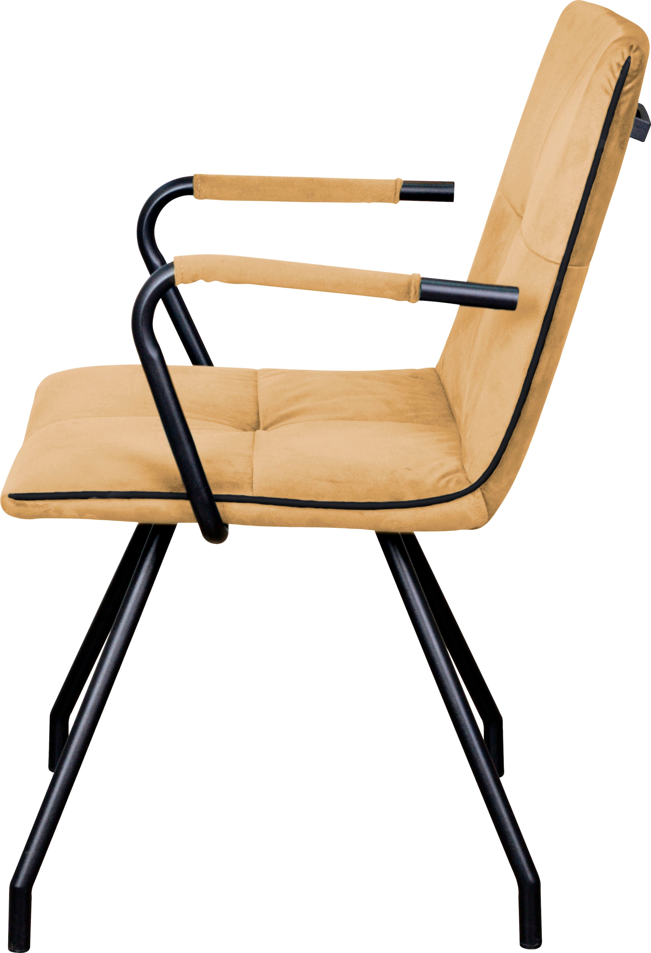 Kayoom Polsterstuhl »Stuhl Eaden 225 2er-Set, samtiger Stoffbezug, Paspel aus Kunstleder«, (Set), 2 St., stilvoll, pflegeleicht, zeitgemässe Farbgebung, samtiger Stoffbezug