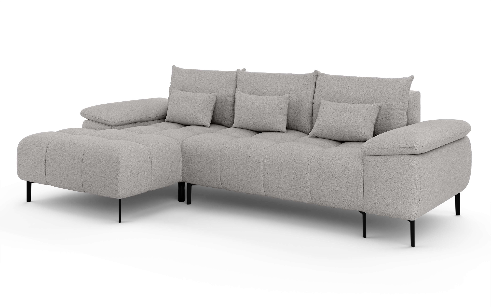 INOSIGN Ecksofa »DROMARA Schlafsofa mit Bettkasten, Masse: B/T/H 277/141/91 cm«, L-Form mit Recamiere rechts/links bestellbar, Wellenunterfederung