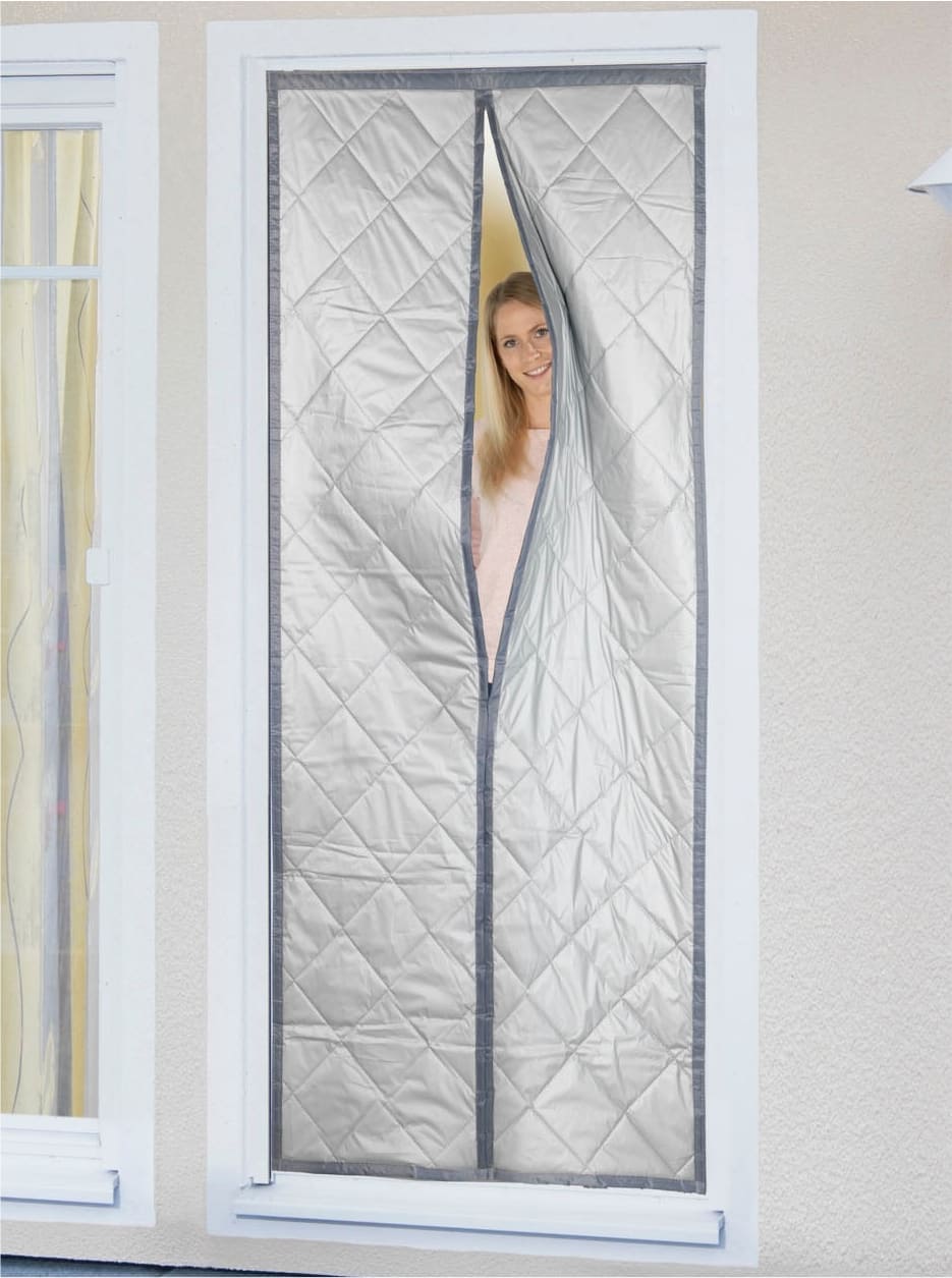 Thermo-Vorhang, mit reflektierender Aussenseite gegen Hitze und Thermofutter gegen Kälte, in 2 Grössen erhältlich