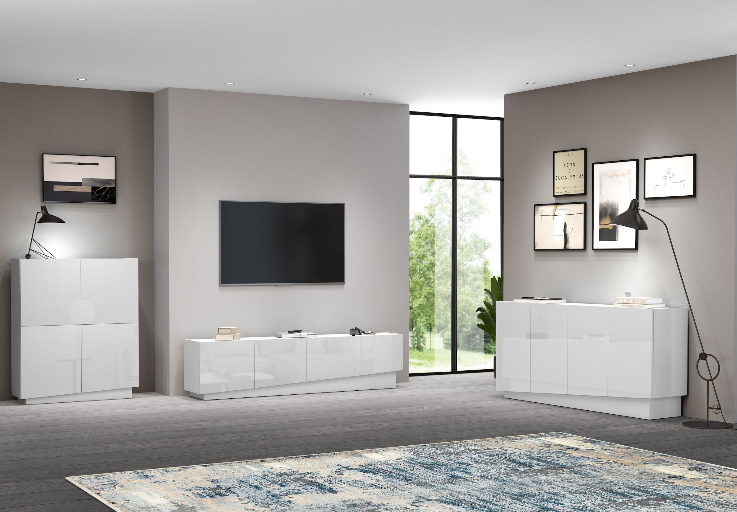 INOSIGN Highboard »VELA, Highboard, Höhe 120 cm,Design mit schrägen Türen«, (1 St.), Made in Italy, Masse-B/T/H: 100x35x120,hohes Sideboard,Anrichte,Kommode