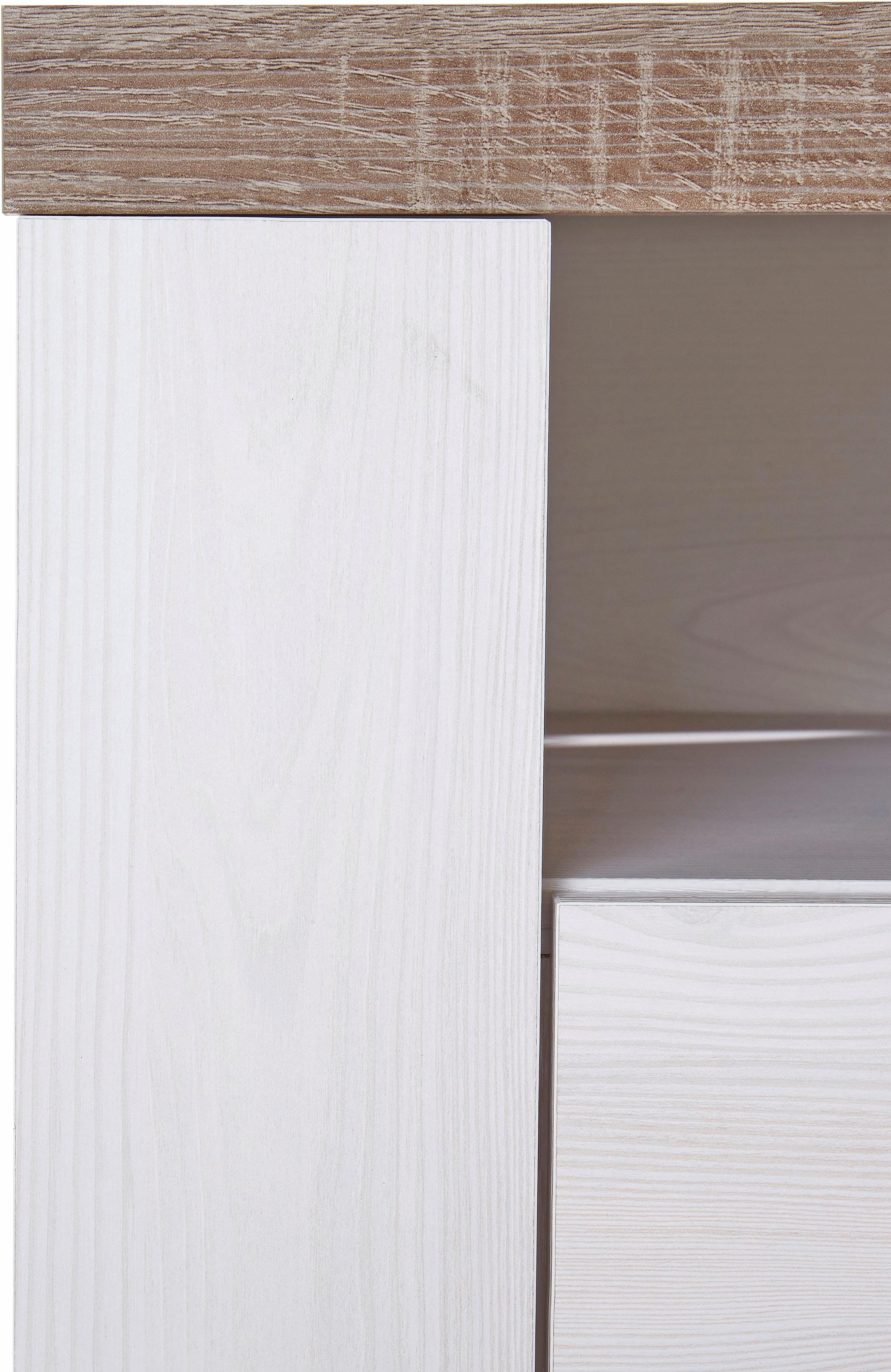 Home affaire Lowboard »Larona, zeitloses TV Board mit 1 Klappe und 2 offenen Fächern«, Breite 140 cm, Fernsehbank, viel Stauraum, dekorative Rahmenoptik