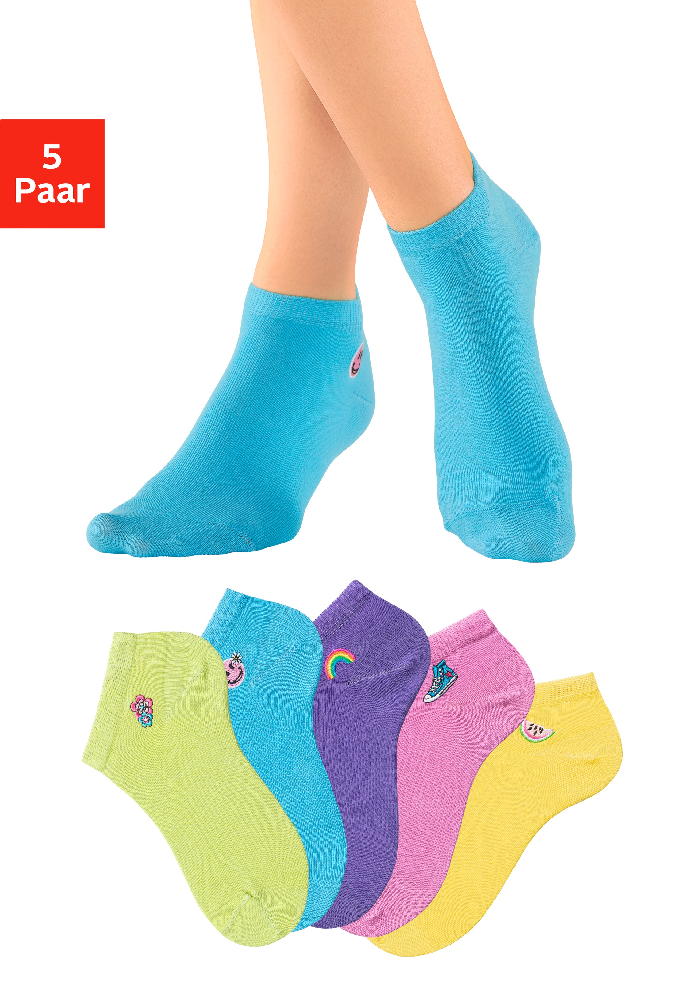H.I.S Sneakersocken Packung, 5 Stk. tlg. mit hochwertiger Stickerei