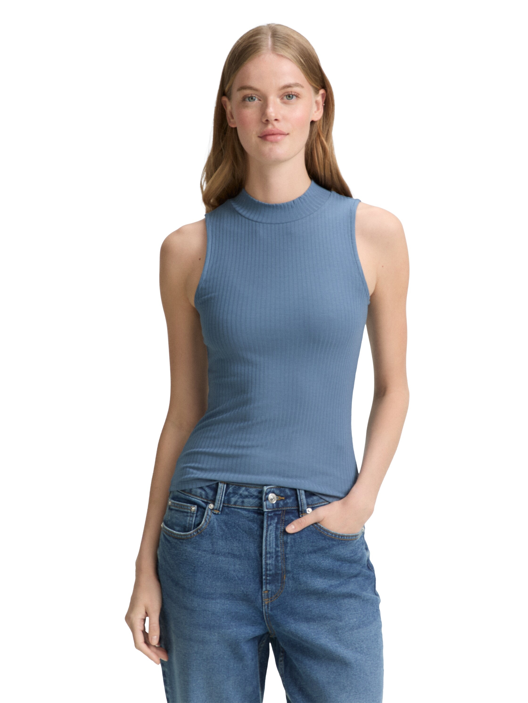 TOM TAILOR Denim T-Shirt mit Rippstruktur