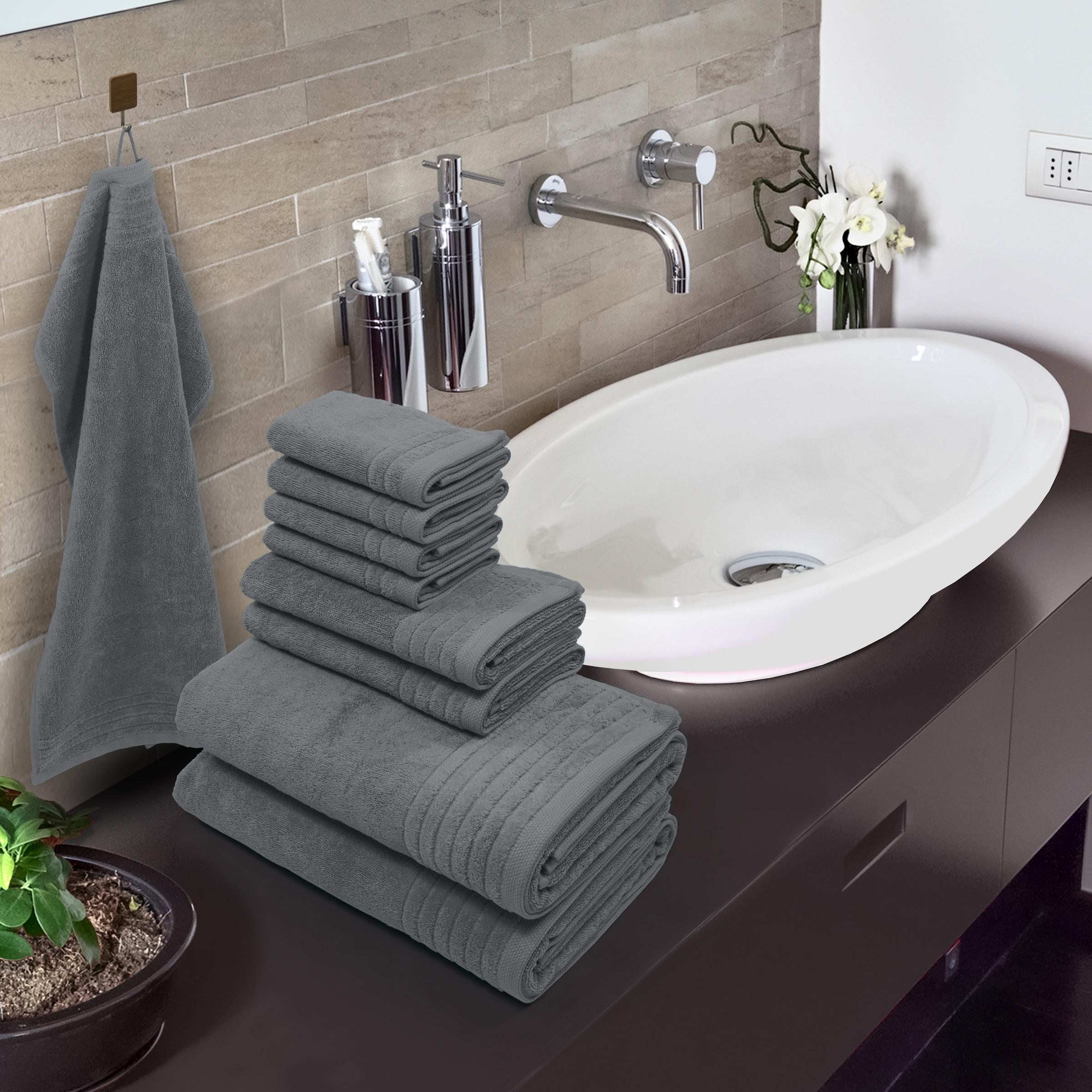 my home Handtuch Set »Sanremo premium, Premium Handtücher, 600 gr/m²«, Set, 8 tlg., Frottier, Duschtücher, Handtücher, Seiftücher, 100% Baumwolle, weich