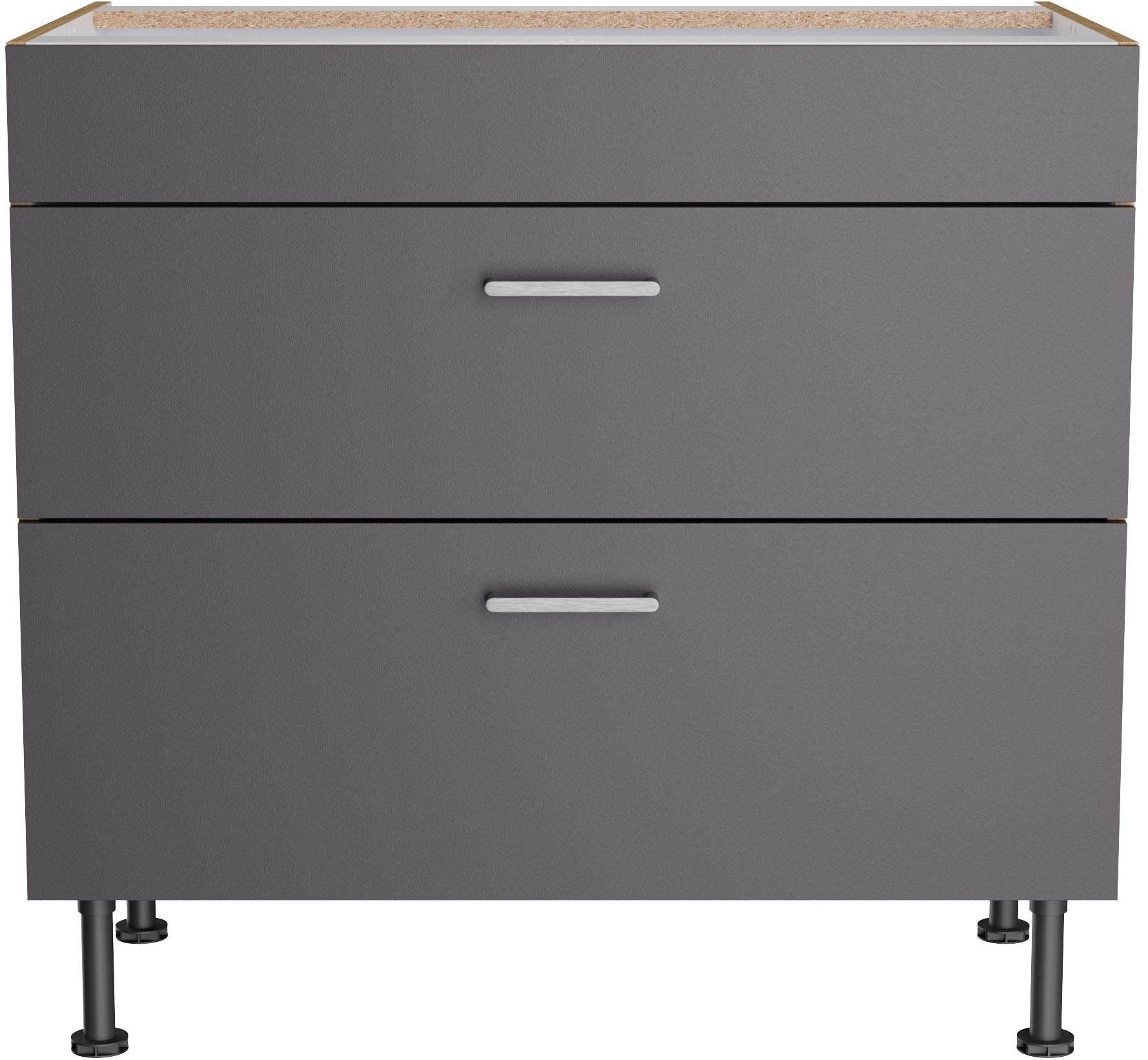 KOCHSTATION "KS-Lucy" Breite 90 cm, mit 2 Auszügen, Soft-Close, höhenverstellbare Füße
