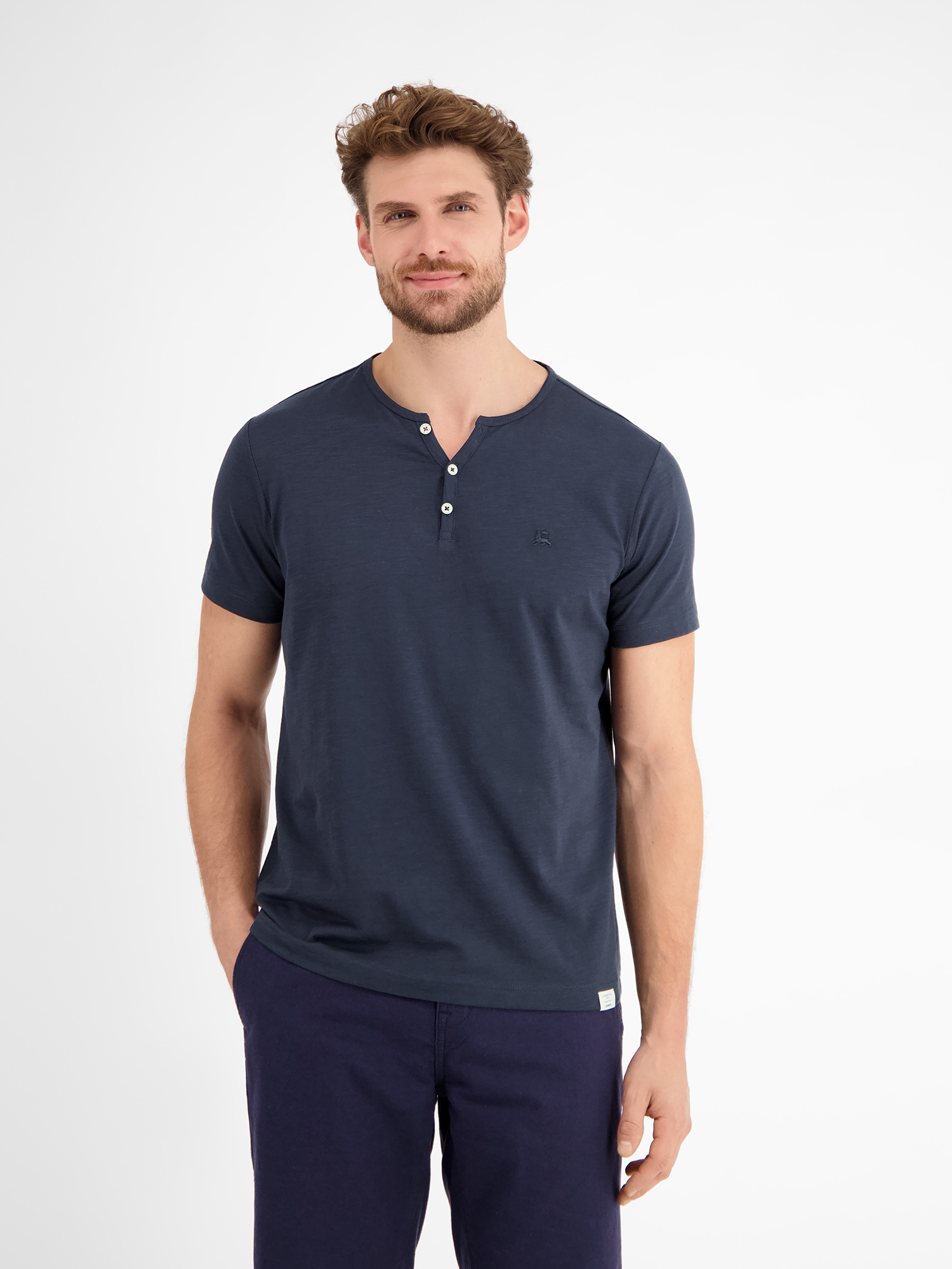LERROS Henleyshirt »LERROS Serafino-Shirt in unifarbener Strukturware«