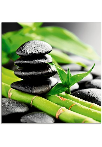 Glasbild »Wachstum - Lavasteine Bambus«, Zen, (1 St.)
