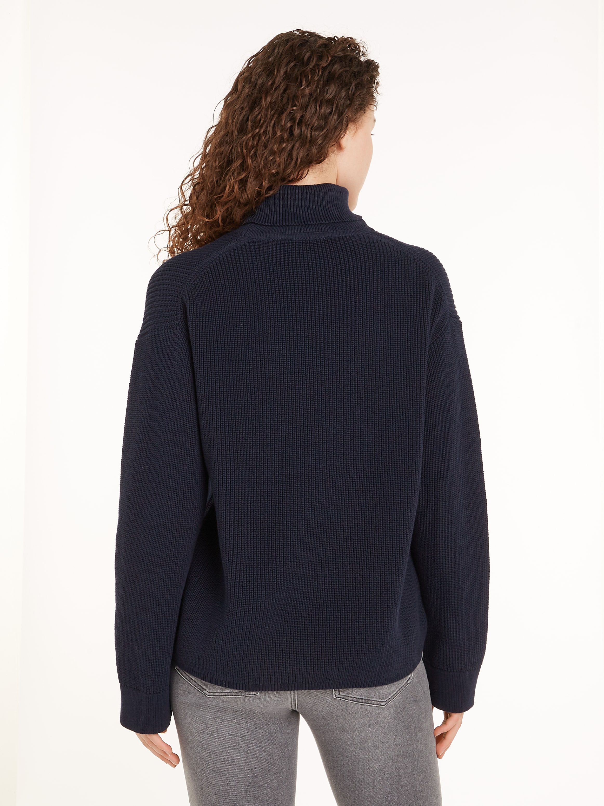 Tommy Hilfiger Strickpullover »CO CARDI STITCH ROLL-NK SWEATER«, mit Rollkragen