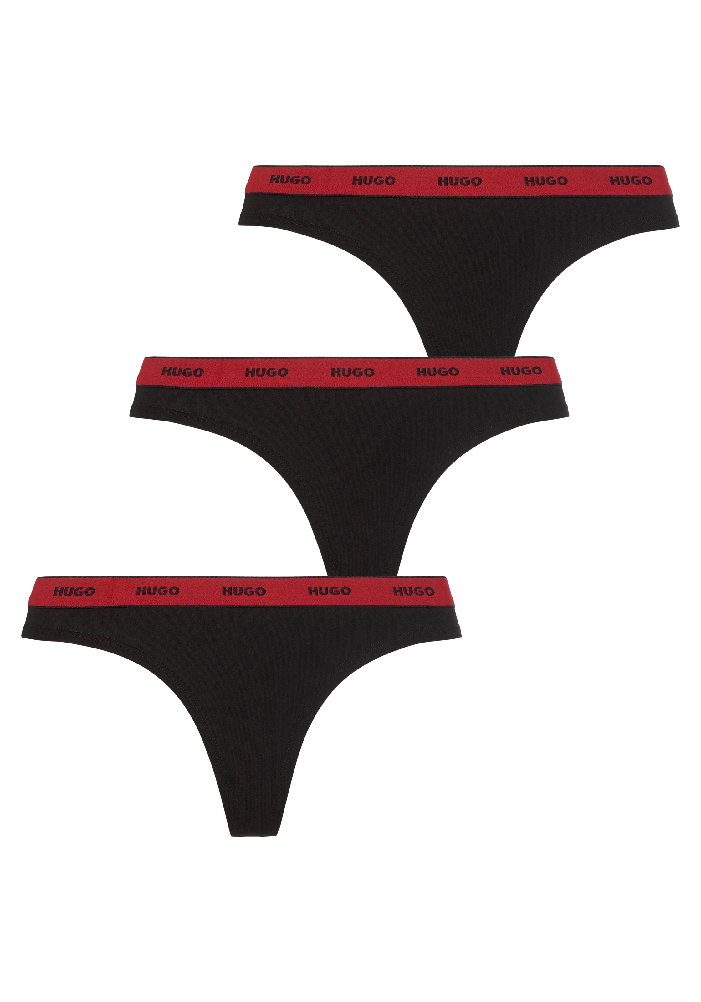 HUGO Underwear T-String »TRIPLET THONG STRIPE« Packung, 3, 3 Stk. mit Logoschriftzug auf dem Bund