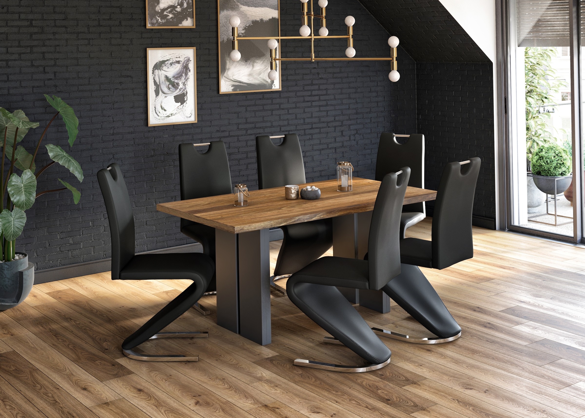 Homexperts Esszimmerstuhl »Zora 02«, (Set), 2 St., Kunstleder, Bezug in Kunstleder, Rückenlehne mit Griff zum einfachen Zurückziehen