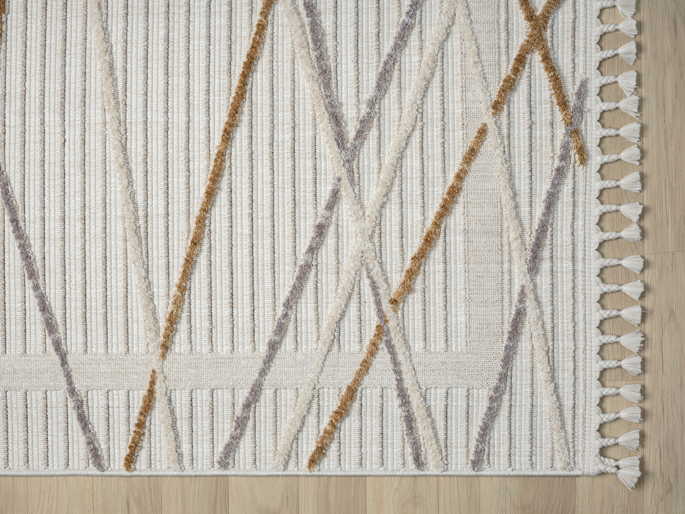 Myflair Möbel & Accessoires Teppich »Luana 1 Lagerräumung«, rechteckig, 10 mm Höhe, Kurzflor, Sisal Optik, Hoch-Tief Effekt, mit Fransen, besonders weich