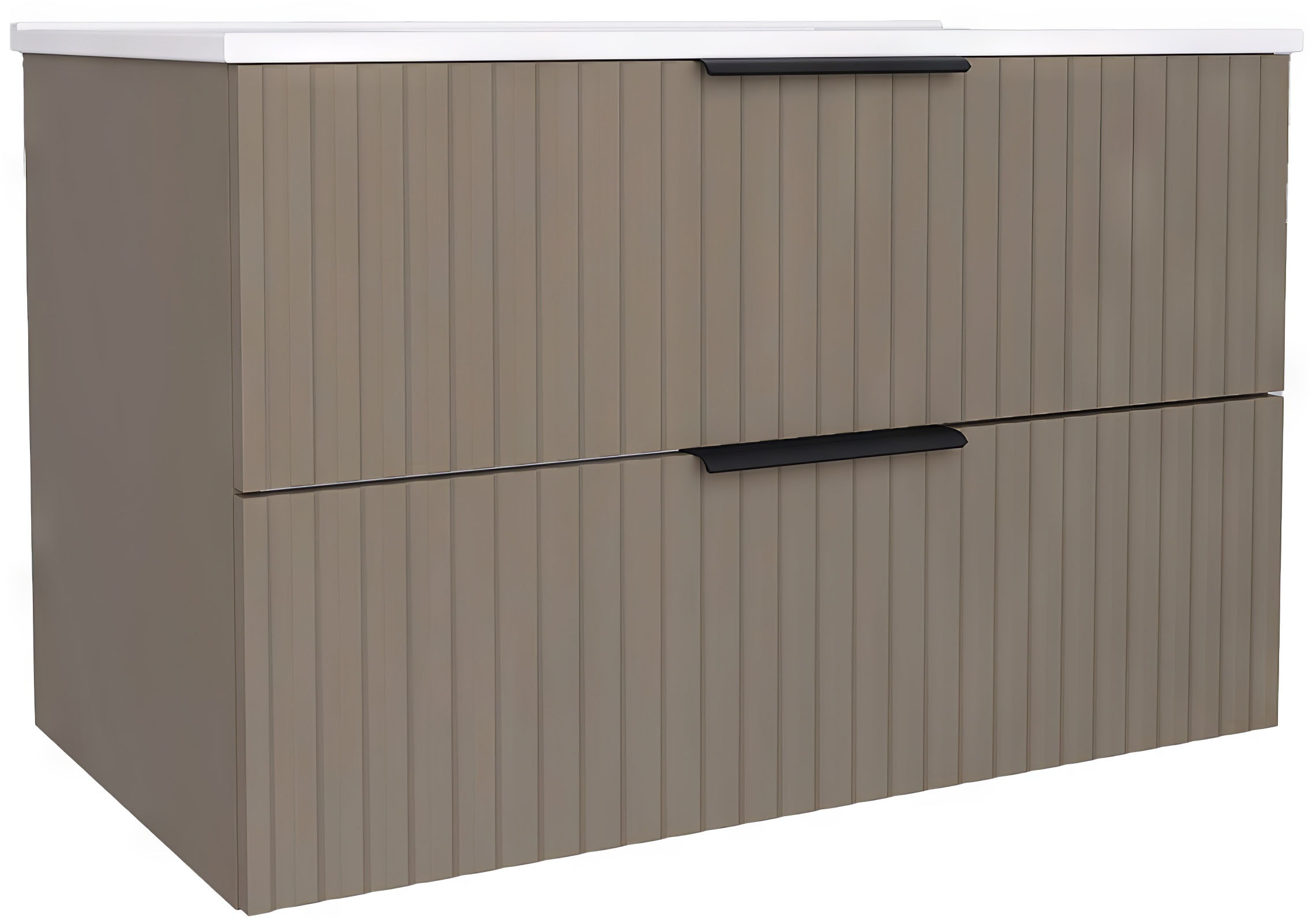 welltime Waschtisch "TIBU mit Waschbecken. 2 Schubladen. 2 Breiten (60/80cm) und 4 Farben" Badschrank mit Waschbecken, Softclose, Maße B/H/T: 81,5/53/47 cm