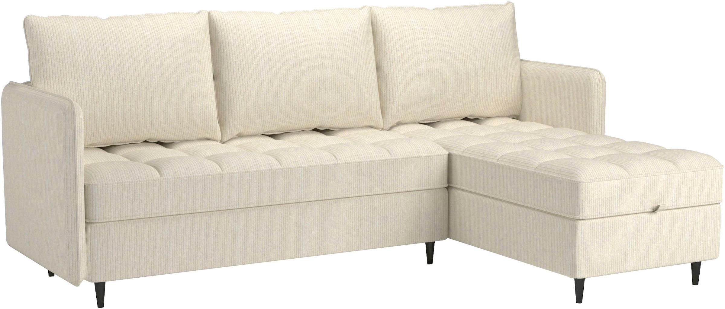 Dorel Home Ecksofa »LINDHUS, L-Form, verschiedene Stellvarianten, Loungesofa, Schlaf-Liege«, Wohnlandschaft, mit Recamiere, grosser Bettkasten, Cord, Chenille