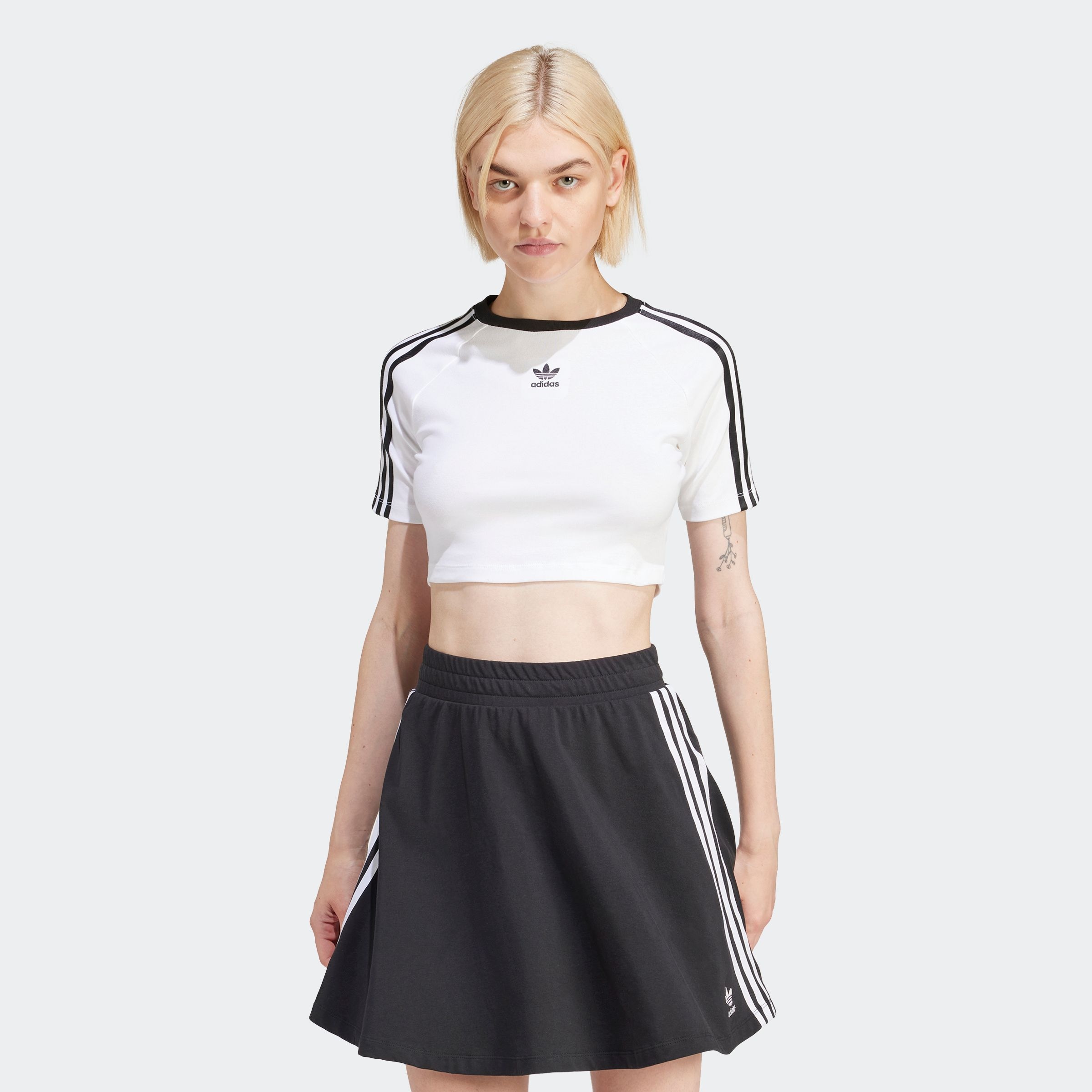adidas Originals T-Shirt »3 S BABY TEE« sportlicher Stil, cropped, mit drei Streifen, aus Baumwollmix