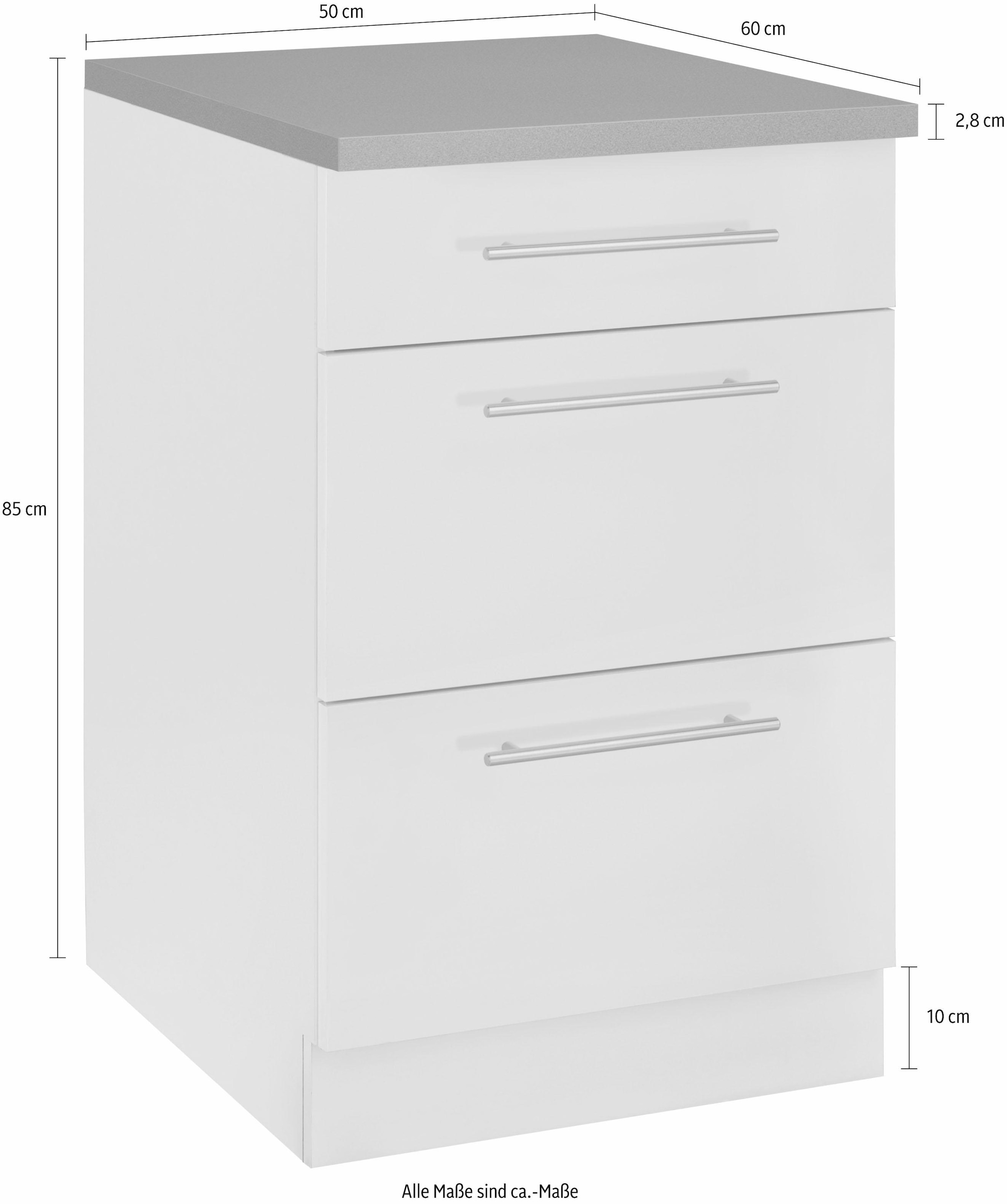 wiho Küchen Unterschrank »Cali«, 50 cm breit, mit 2 grossen Auszügen