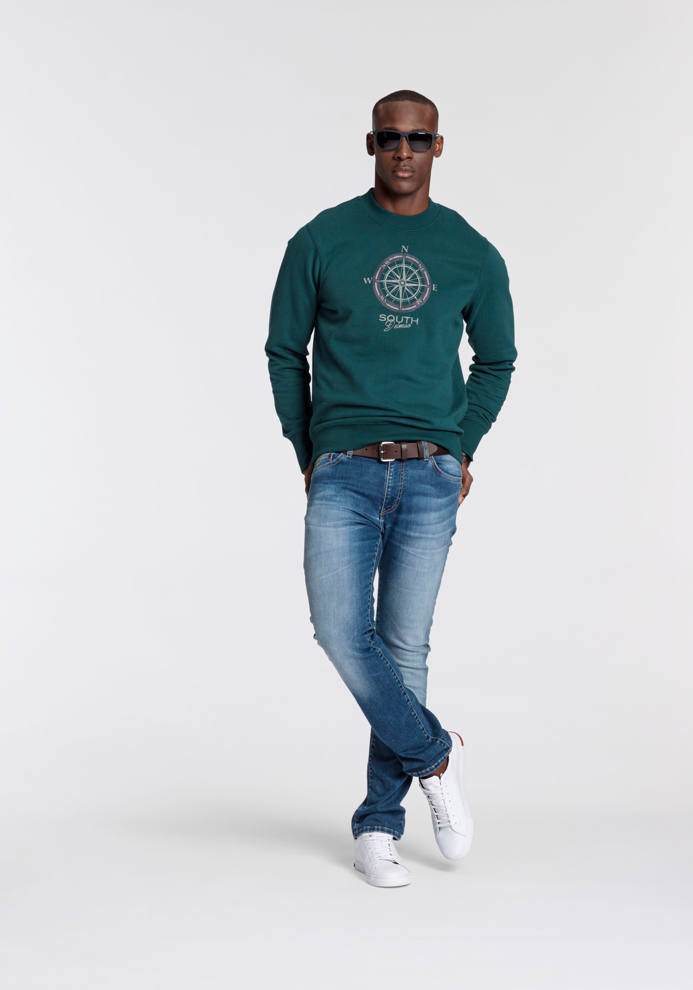 DELMAO Sweatshirt, lange Ärmel, lässige Passform, mit Print, Rundhals