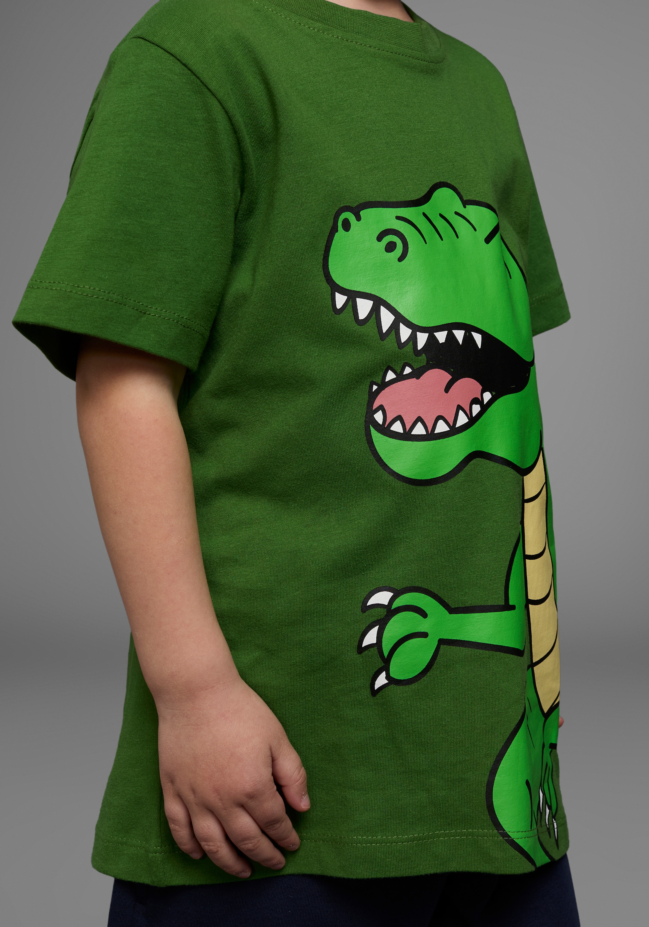 KIDSWORLD T-Shirt »DINOSAURIER«, Kurzarm, Basic-Passform, bedruckt, Rundhalsausschnitt