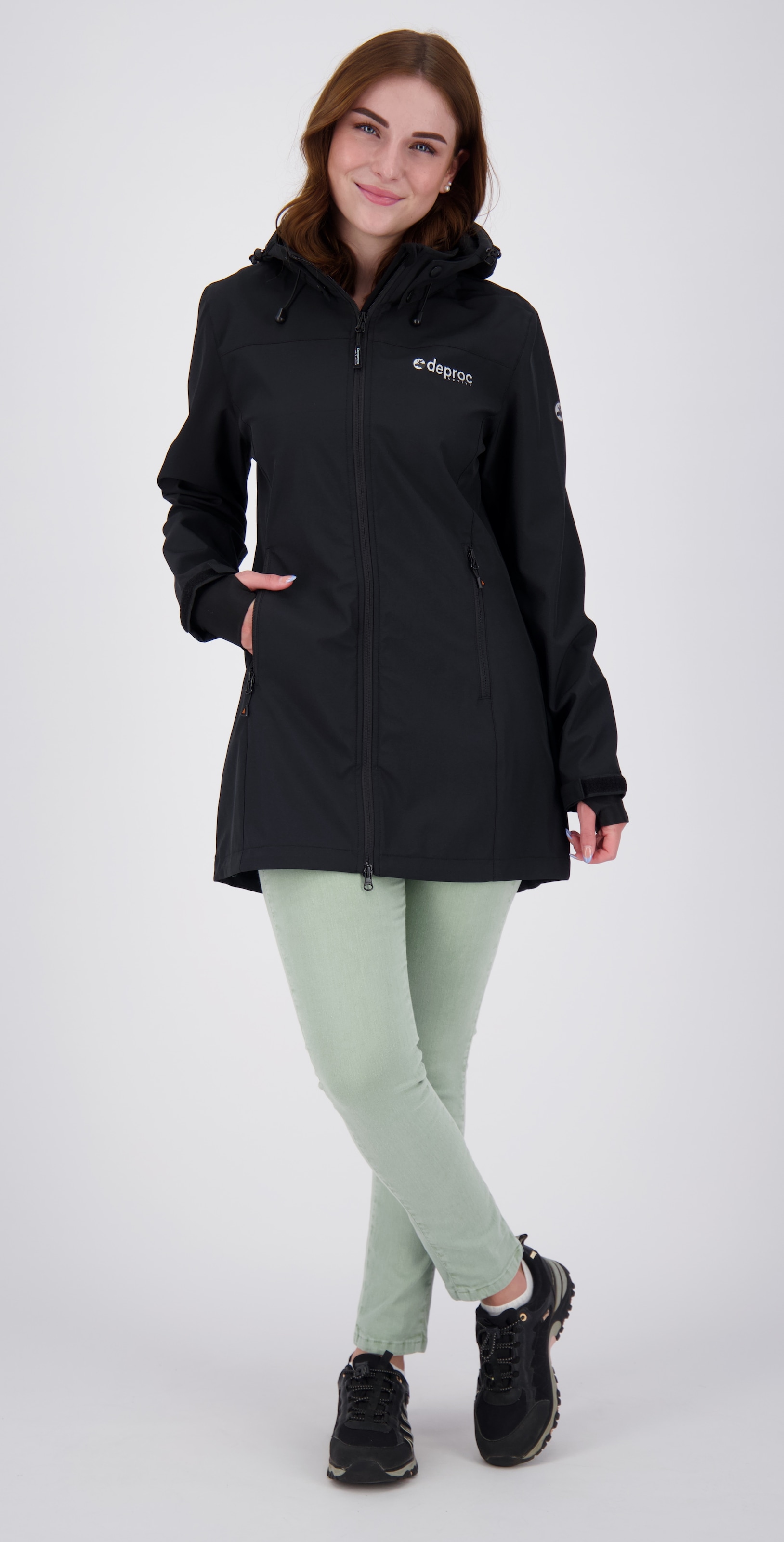DEPROC Active Softshellmantel »CAVELL LONG WOMEN«, auch in Grossen Grössen erhältlich