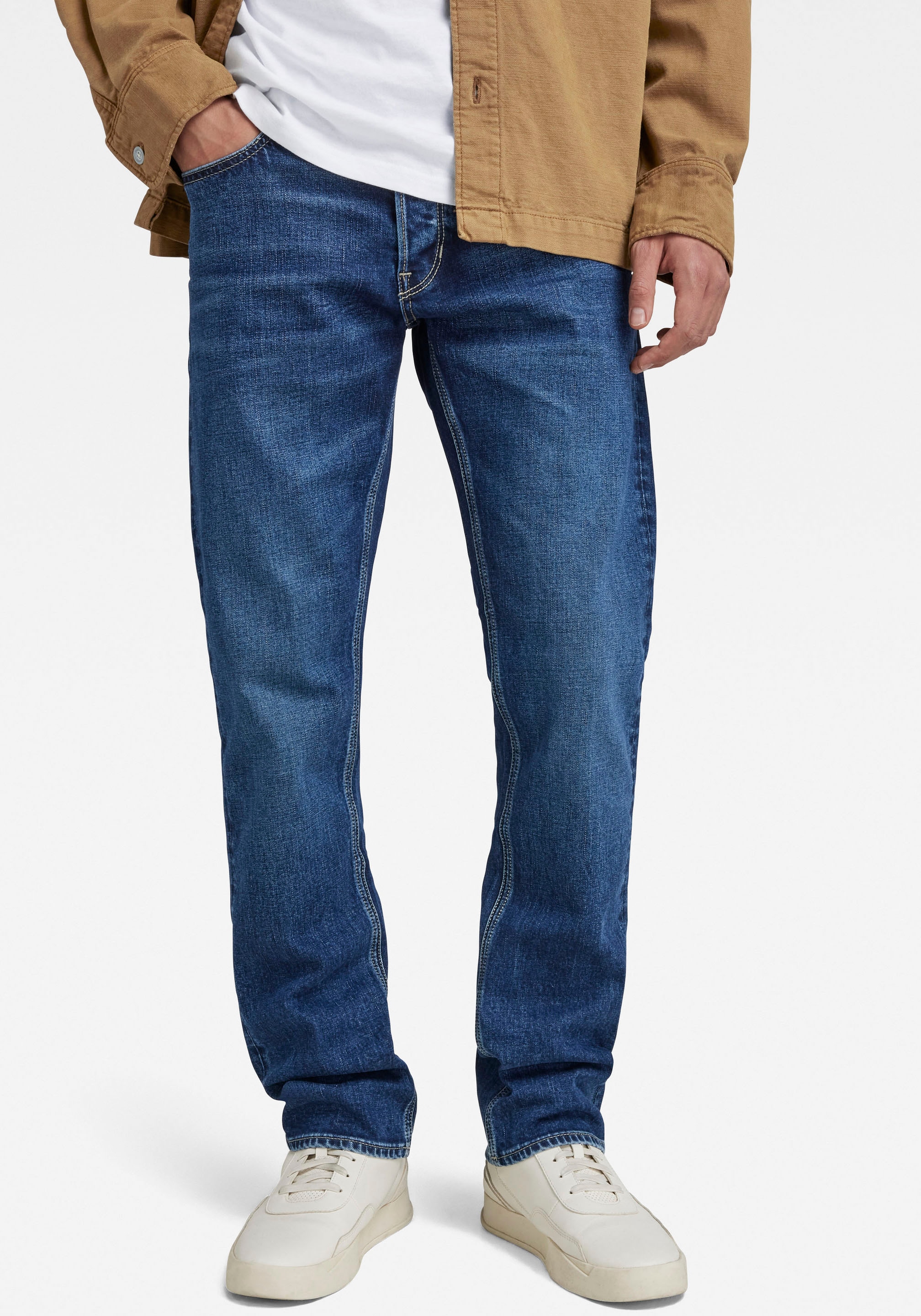 G-STAR Straight-Jeans »Mosa Straight« mit hellen Nähten
