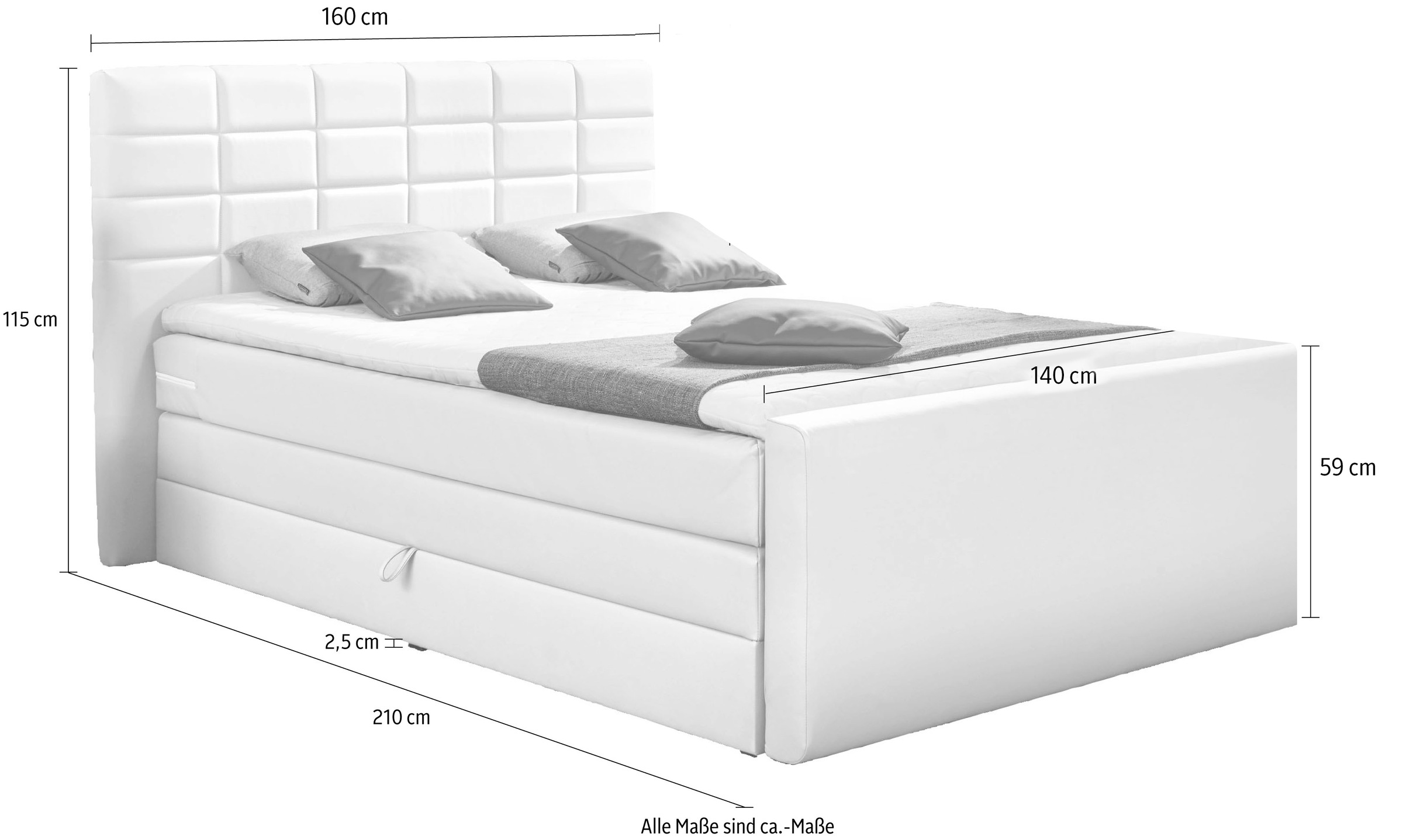 INOSIGN Boxspringbett »Lethbridge«, inkl. Bettkasten und Topper, zwei Matratzenarten in H2