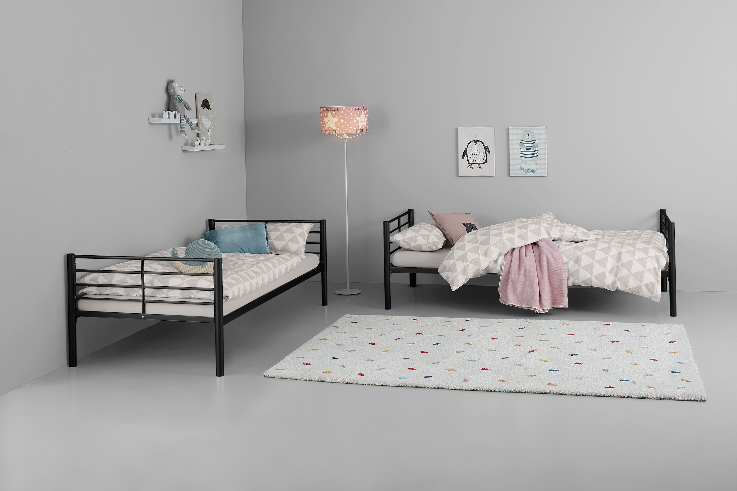 Home affaire Etagenbett »Hayo, Belastbarkeit 250 KG! Metallbett, Stockbett«, (teilbar in 2 Einzelbetten), perfekt für kleine Räume, mehrere Farben, (B/T/H) ca. 208/97/160 cm