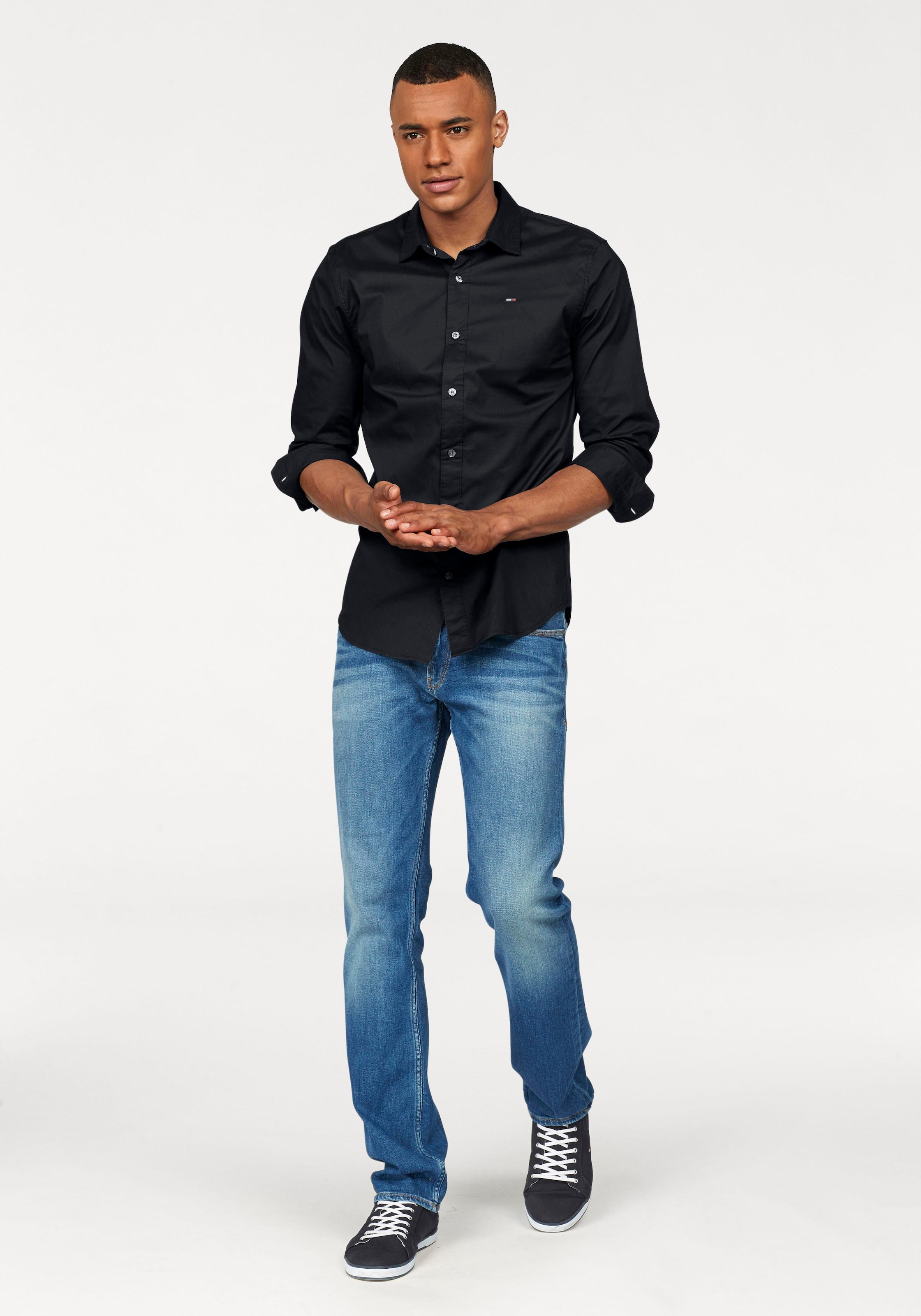 Tommy Jeans Stretch Langarmhemd Stretch mit Slim Elasthan Hemd, shoppen | Jelmoli-Versand Premium, Fit, online Hemd »Sabim Shirt«