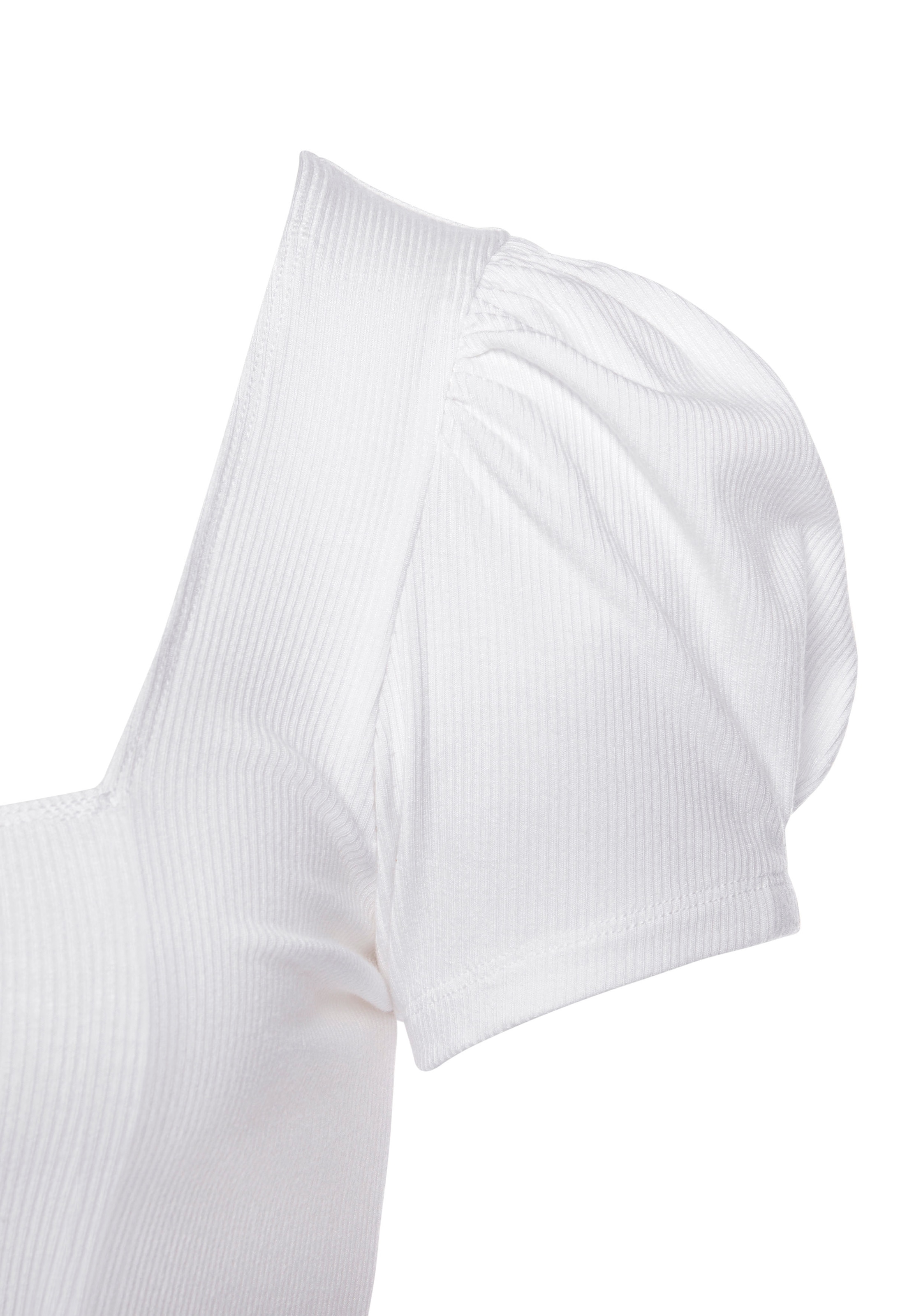 LASCANA Kurzarmshirt, aus gerippter Ware, T-Shirt mit leichten Puffärmeln, casual-elegant