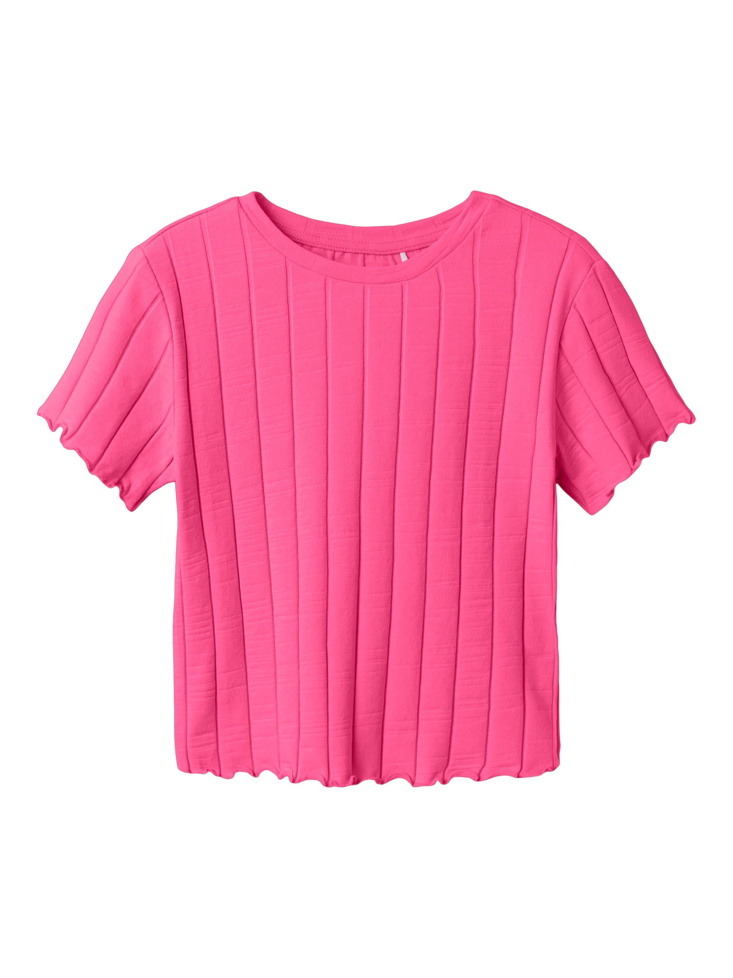 Name It T-Shirt »NKFNORALINA SS CROP TOP NOOS«, in toller Rippen-Qualität und mit gewellten Säumen