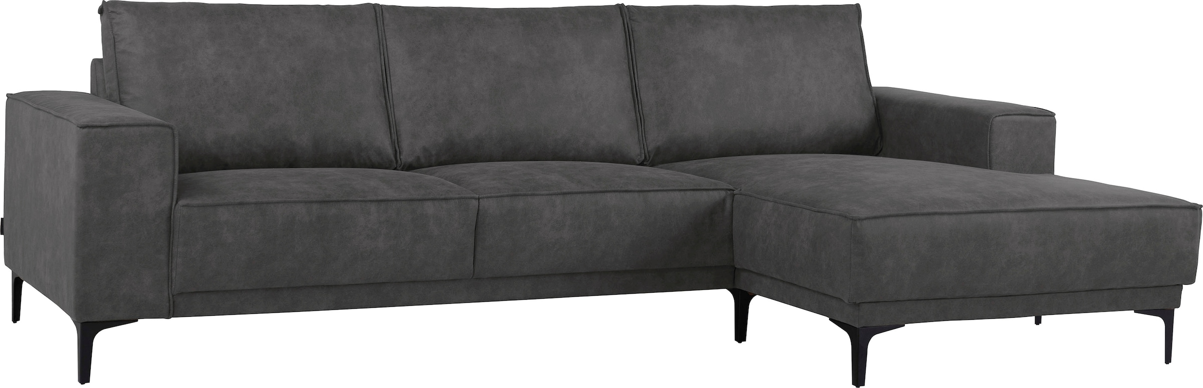 Places of Style Ecksofa »Polsterecke Oland, Struktur, Flachgewebe, Luxus-Microfaser, Boucle«, L-Form, 280 cm, Wellenunterfederung, Skandi-Design, Metallfüsse