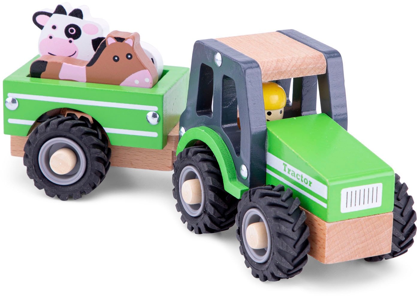 ✵ New Classic Toys® Spielzeug-Traktor »Holzspielzeug, Little Driver -  Holztraktor«, (Set), mit Anhänger günstig kaufen