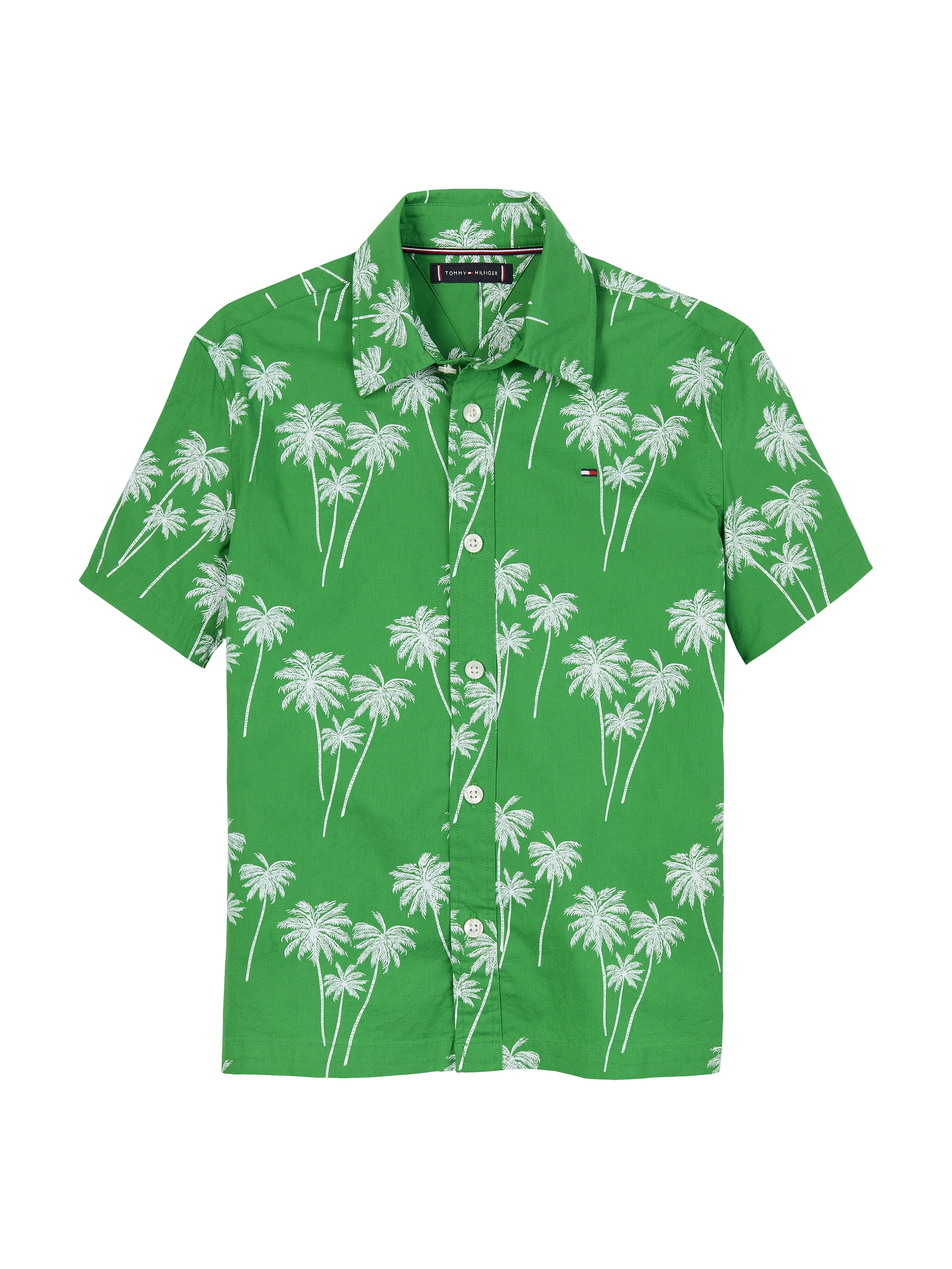Tommy Hilfiger Kurzarmshirt »STRETCH POPLIN PRINTED SHIRT SS«, mit Palmenprint