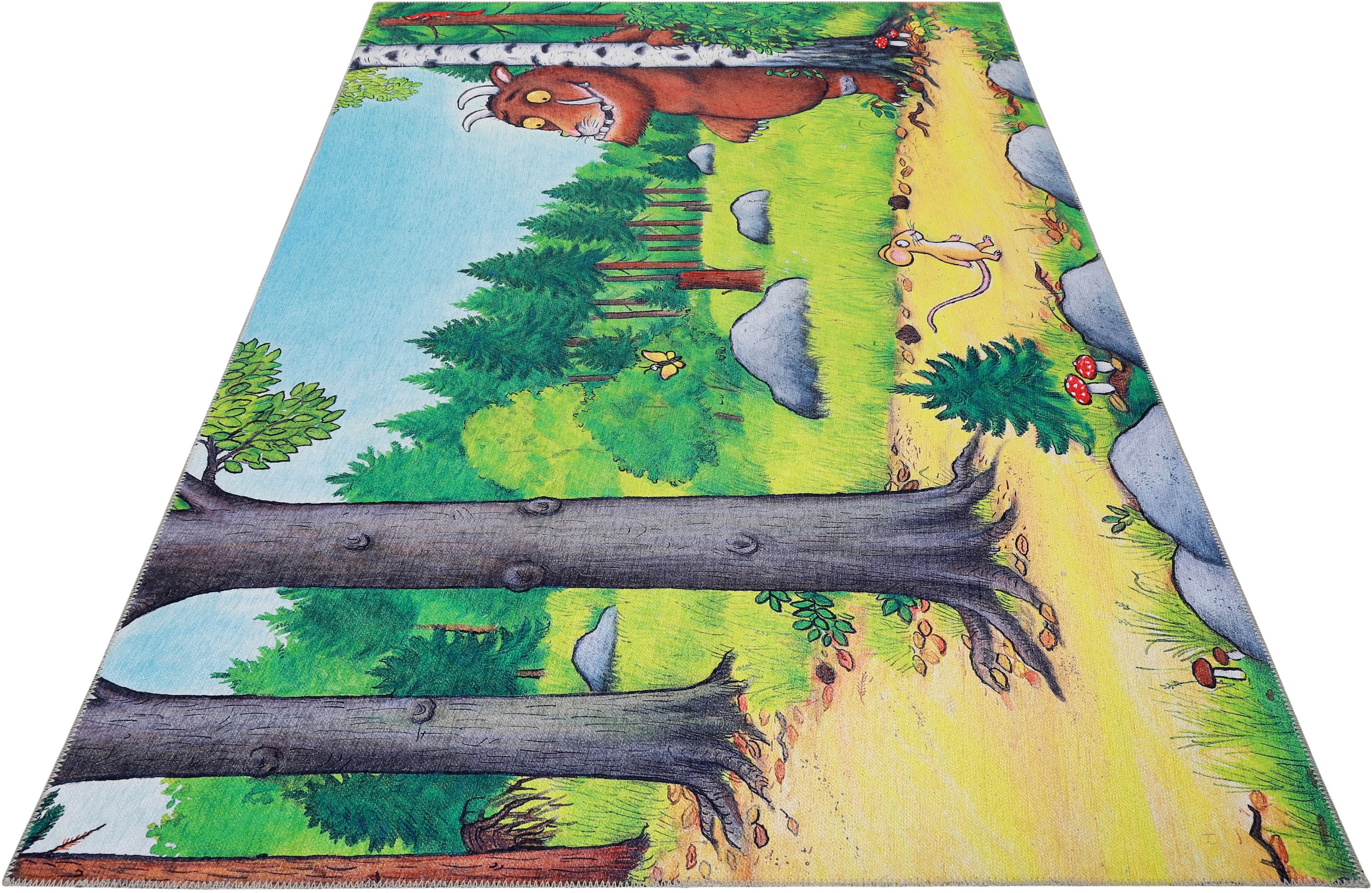 DER GRÜFFELO Kinderteppich »Mouselo GR-0170«, rechteckig, 6 mm Höhe, aktueller Grüffelo Teppich, Kurzflor mit hohem Baumwollanteil