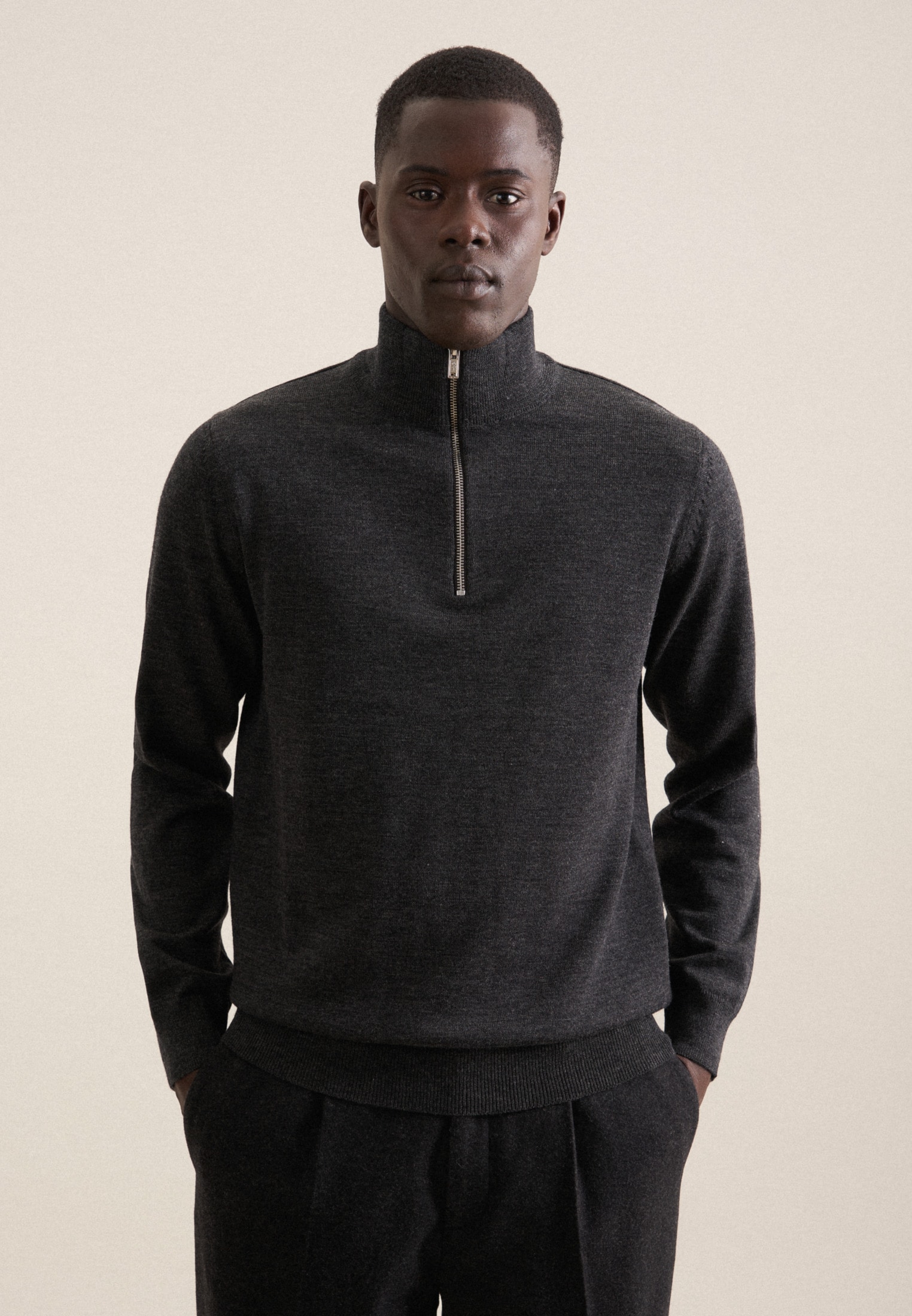 seidensticker Stehkragenpullover »Schwarze Rose« Quarter Zip Uni