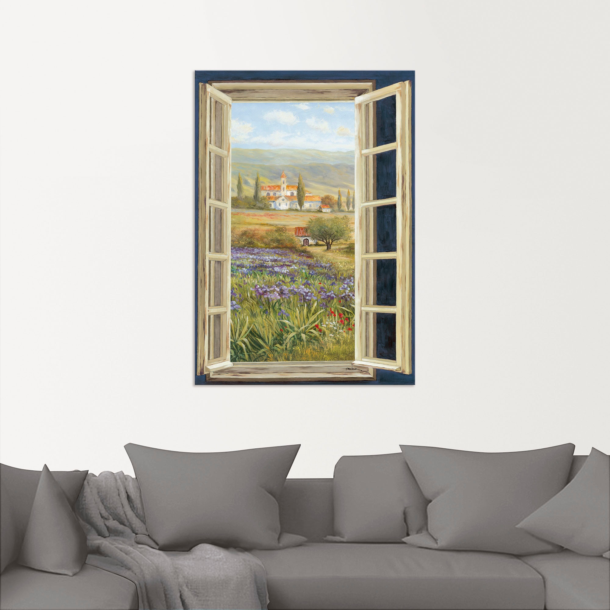 Artland Wandbild »Provence Fensterblick«, Bilder von Europa, (1 St.), als Alubild, Outdoorbild, Leinwandbild, Poster in verschied. Grössen