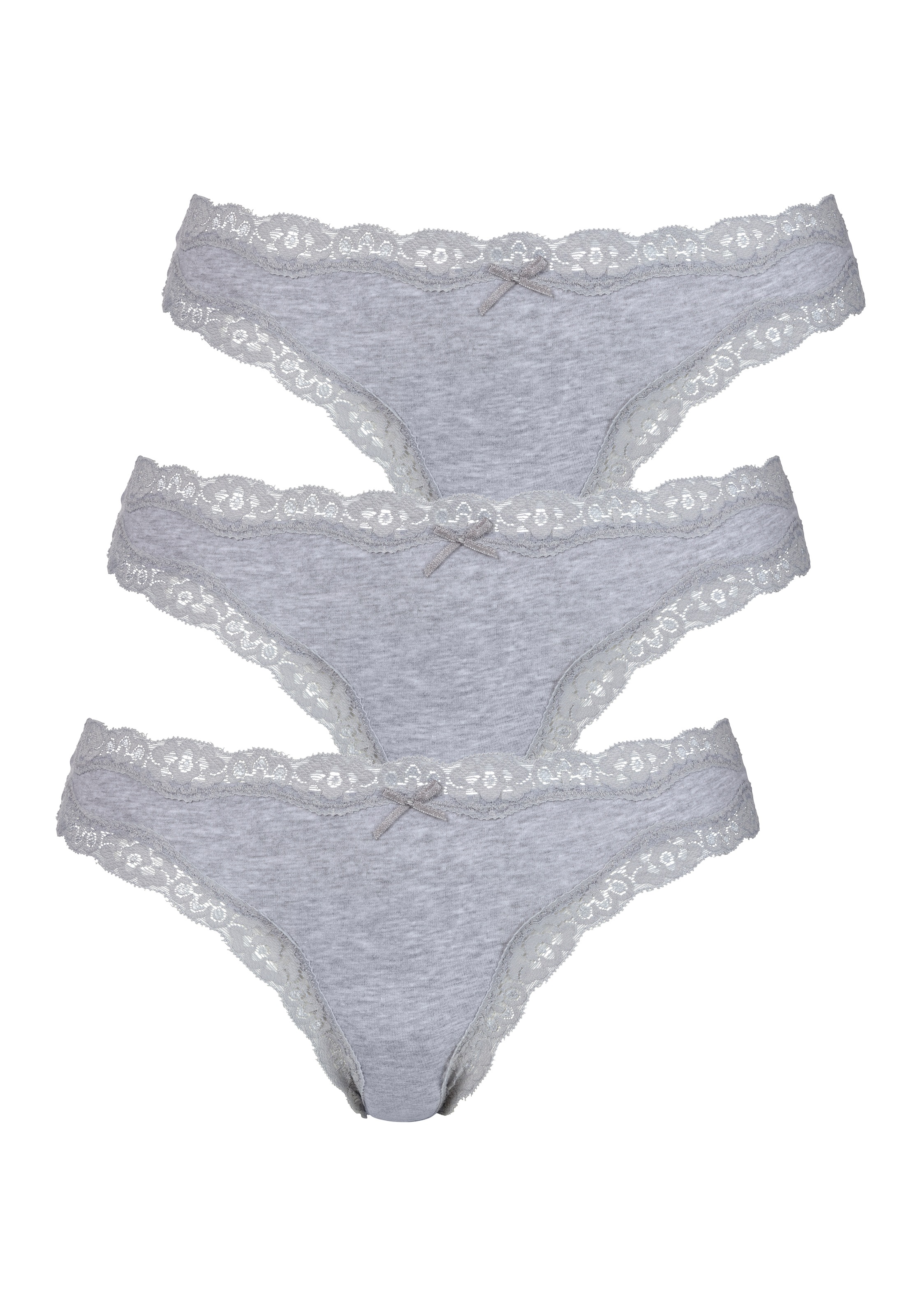 LASCANA String Packung, 3 Stk. mit floraler Spitze