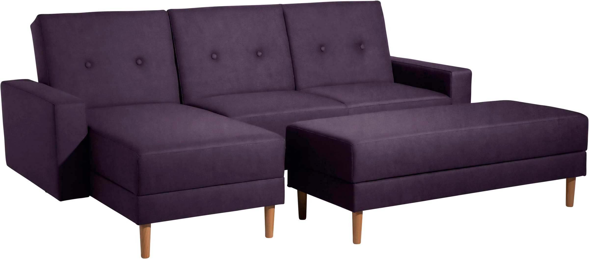Max Winzer® Ecksofa »Just Chill«, Schlafsofa mit Recamiere, Rückenverstellung, inklusive Stauraumhocker