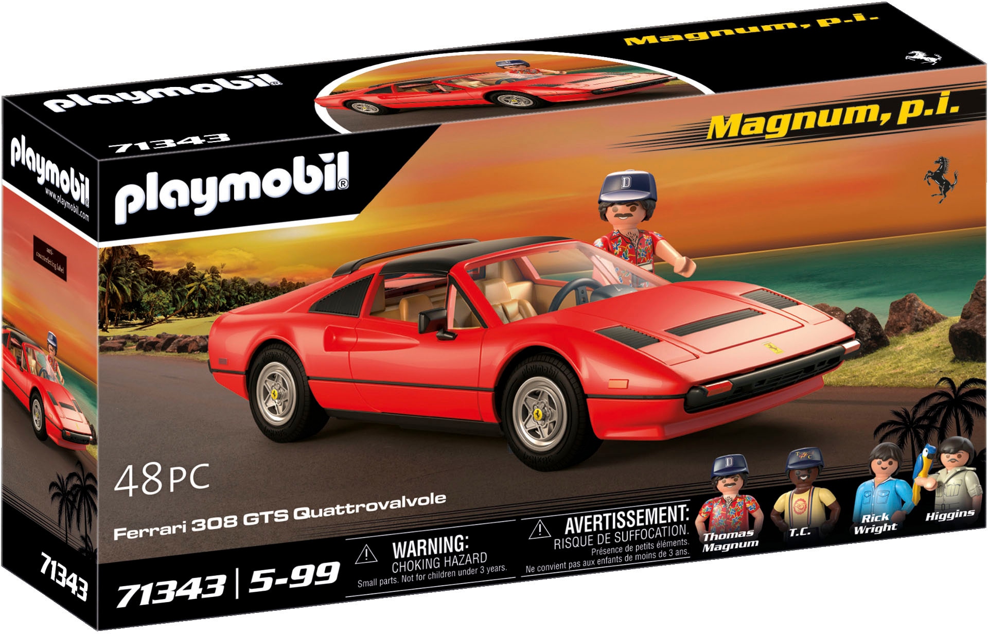 Playmobil® Konstruktions-Spielset »Magnum, p.i. Ferrari 308 GTS Quattrovalvole (71343)«, (48...